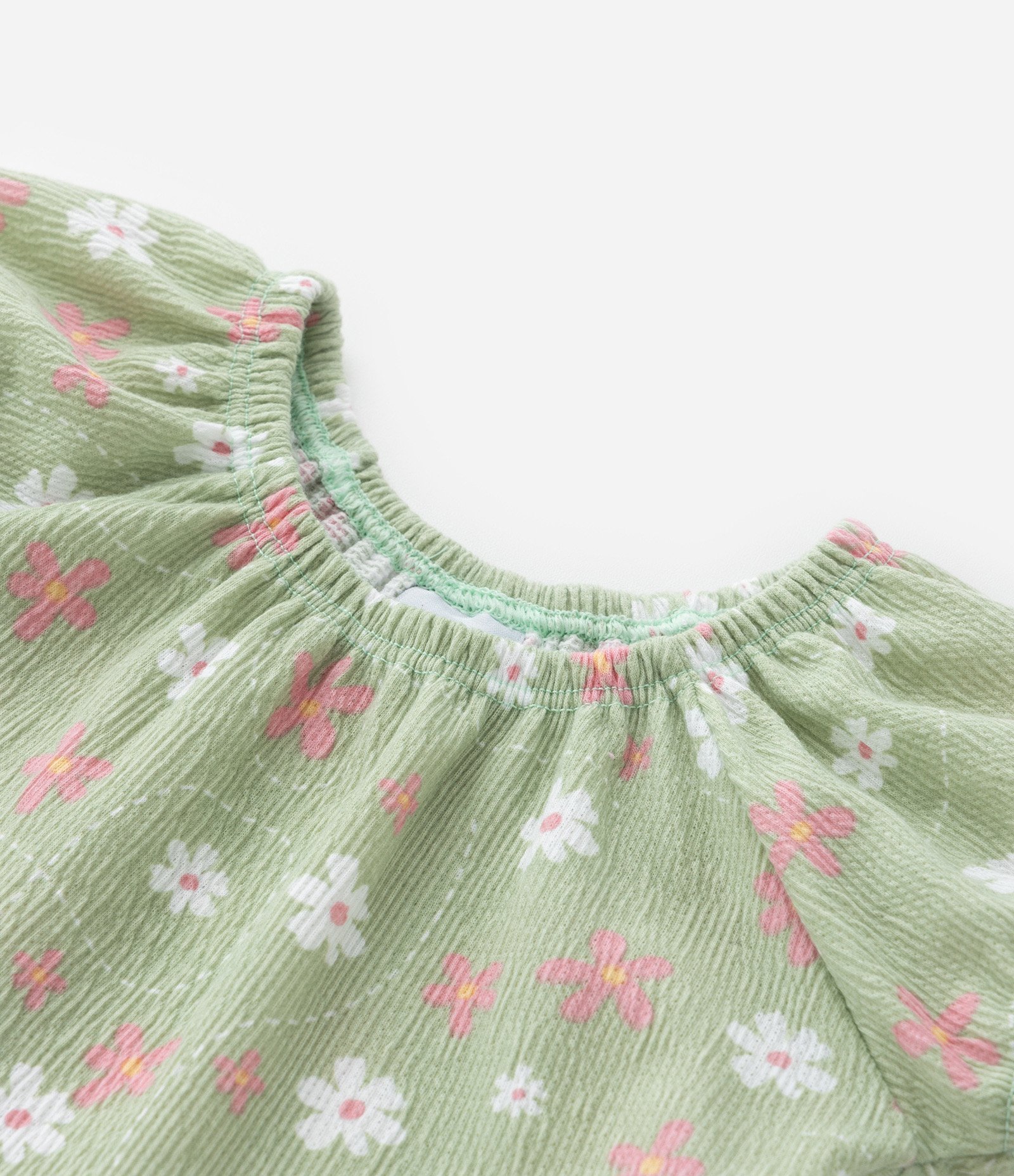 Blusa Infatil Ciganinha com Estampa Floral - Tam 0 a 18 Meses Verde 6