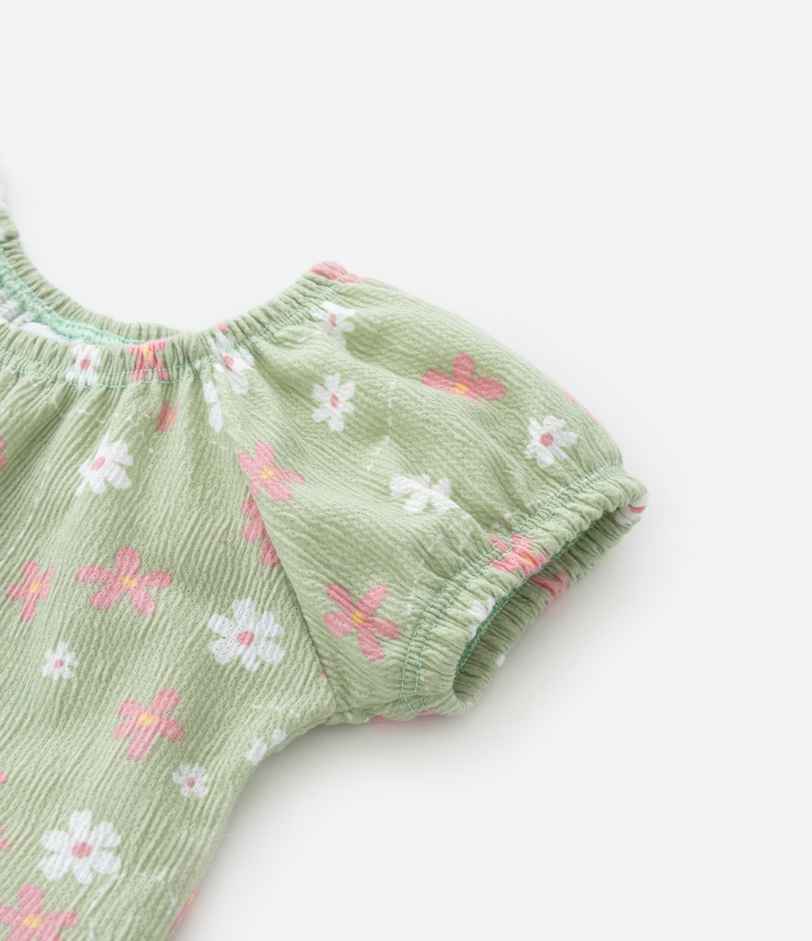 Blusa Infatil Ciganinha com Estampa Floral - Tam 0 a 18 Meses Verde 7