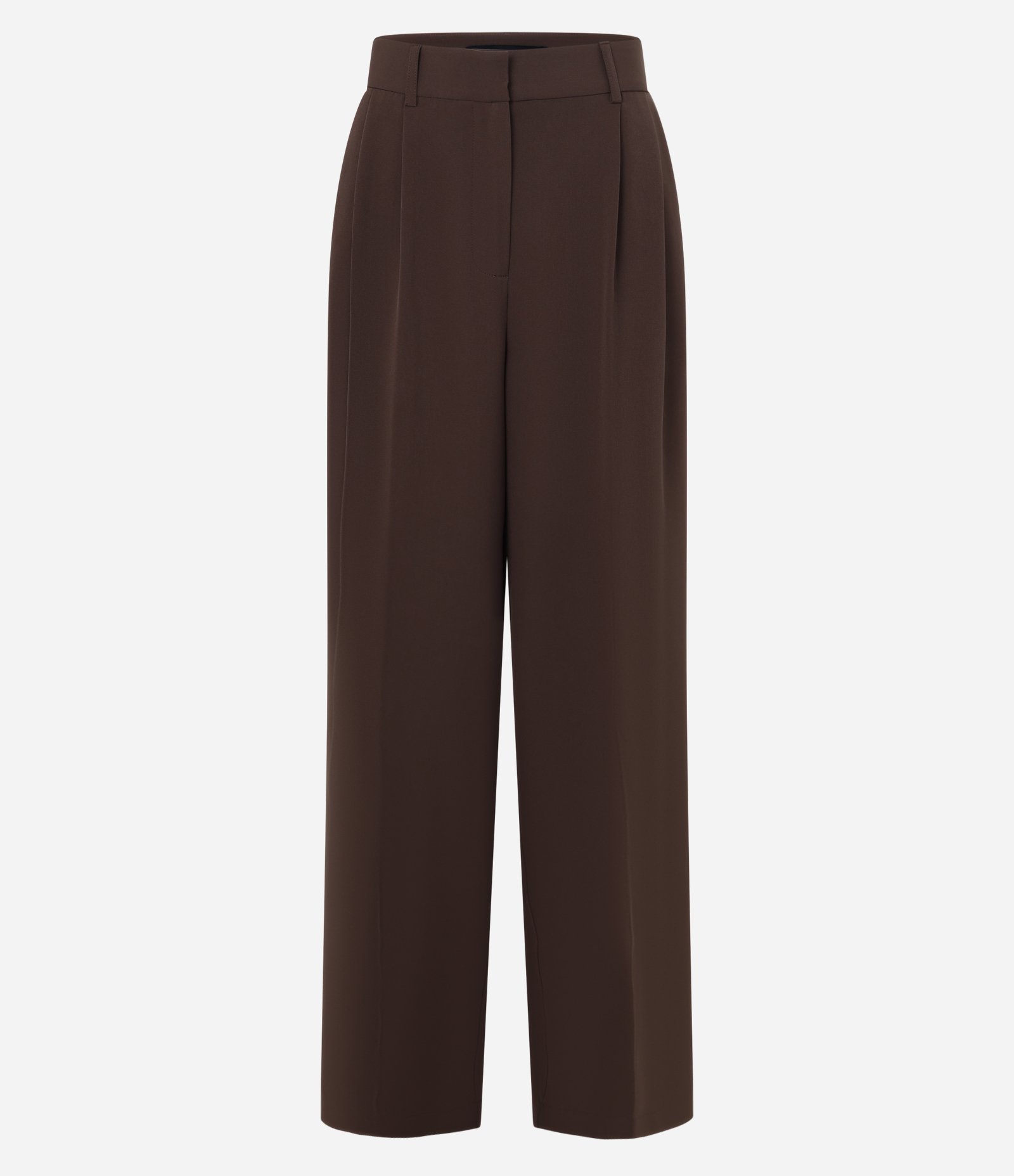 Calça Pantalona com Corte Alfaiatado e Pregas Marrom 6