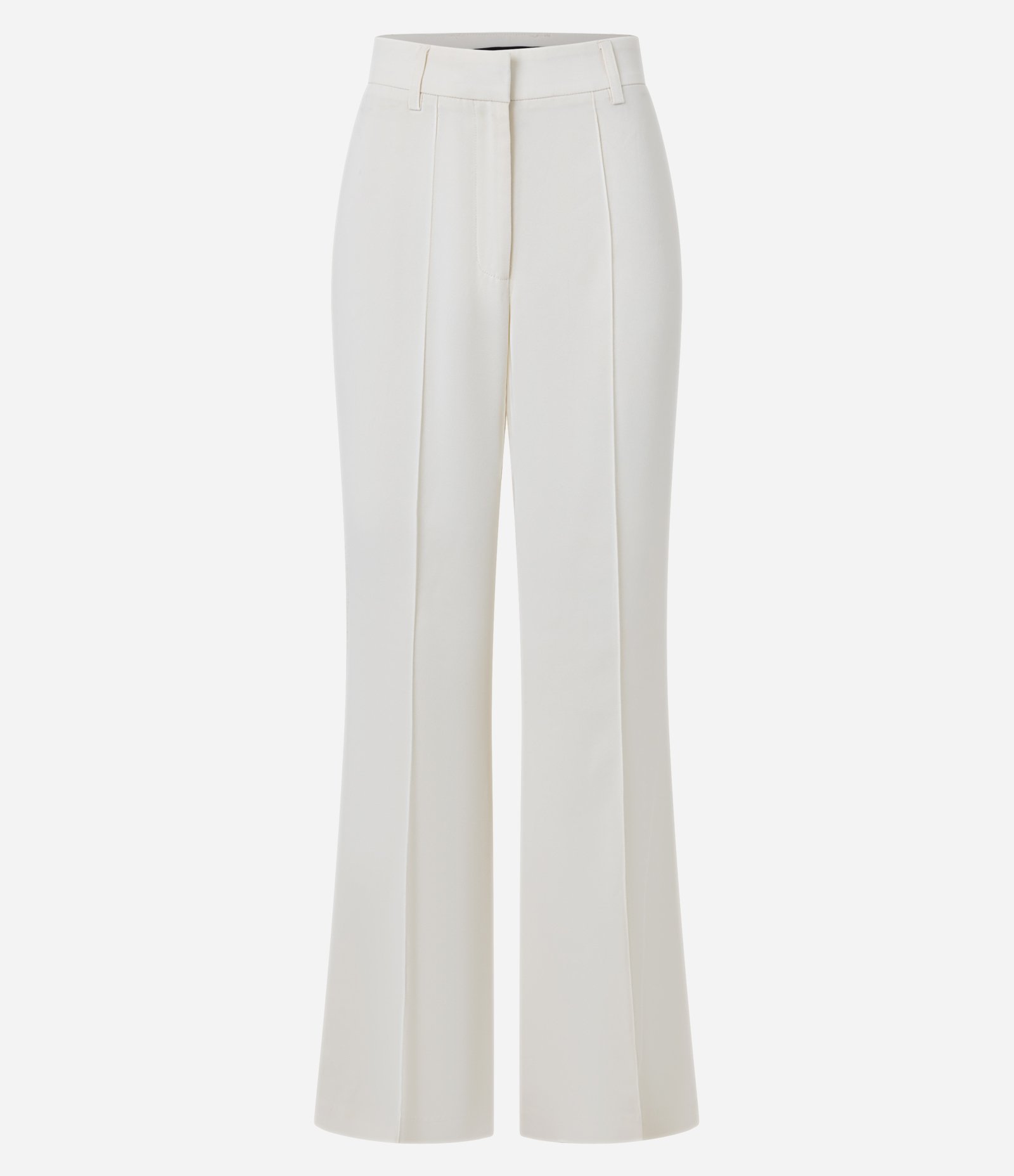 Calça Flare Alfaiatada com Frisos Off White 1