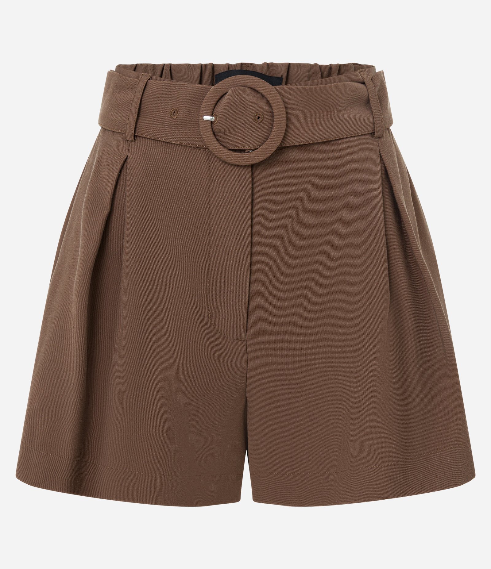 Short Alfaiatado em Viscose com Cinto de Fivela Argola Marrom 7