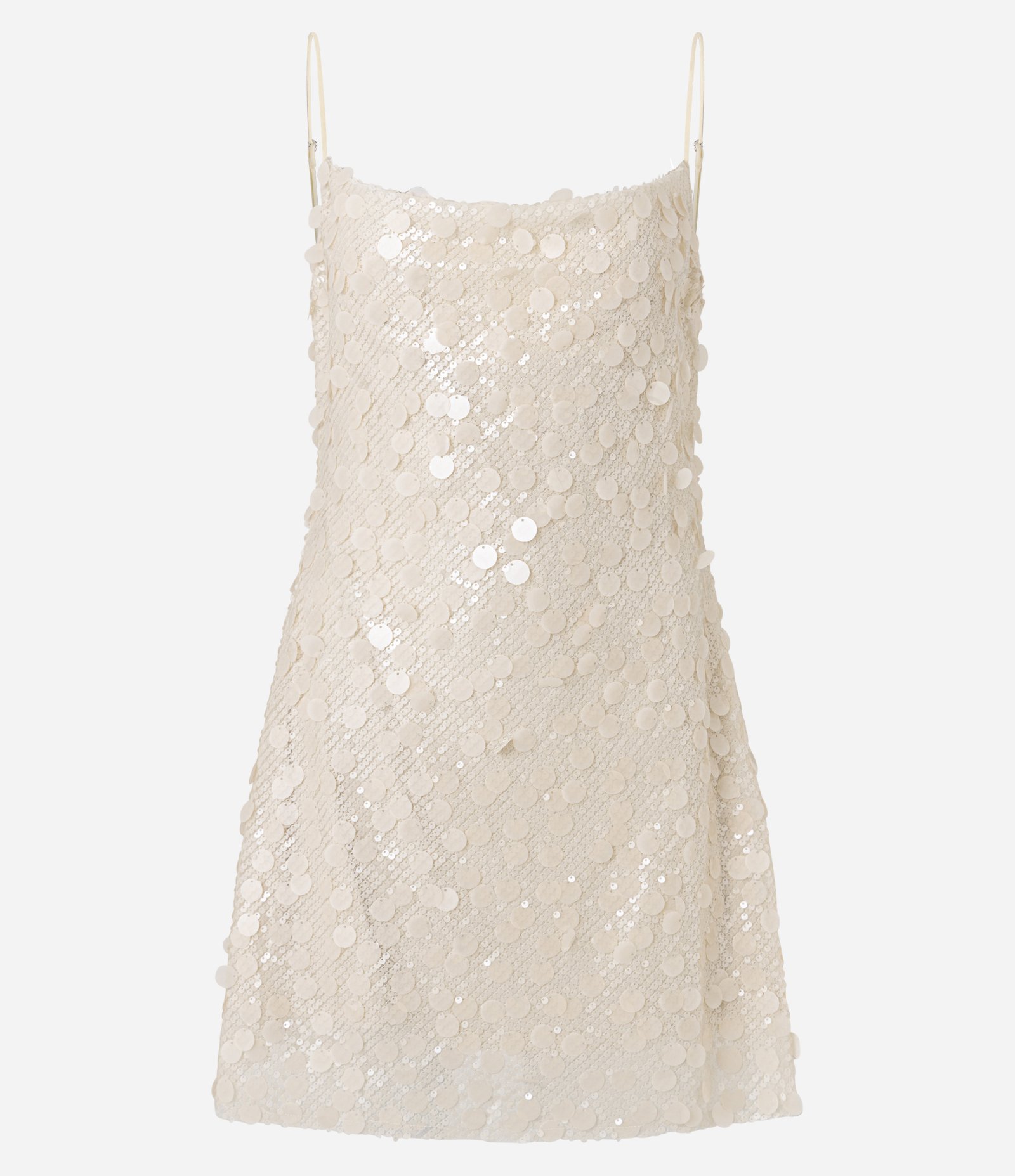 Vestido Curto em Paetê Misto com Decote Degagê Bege 6