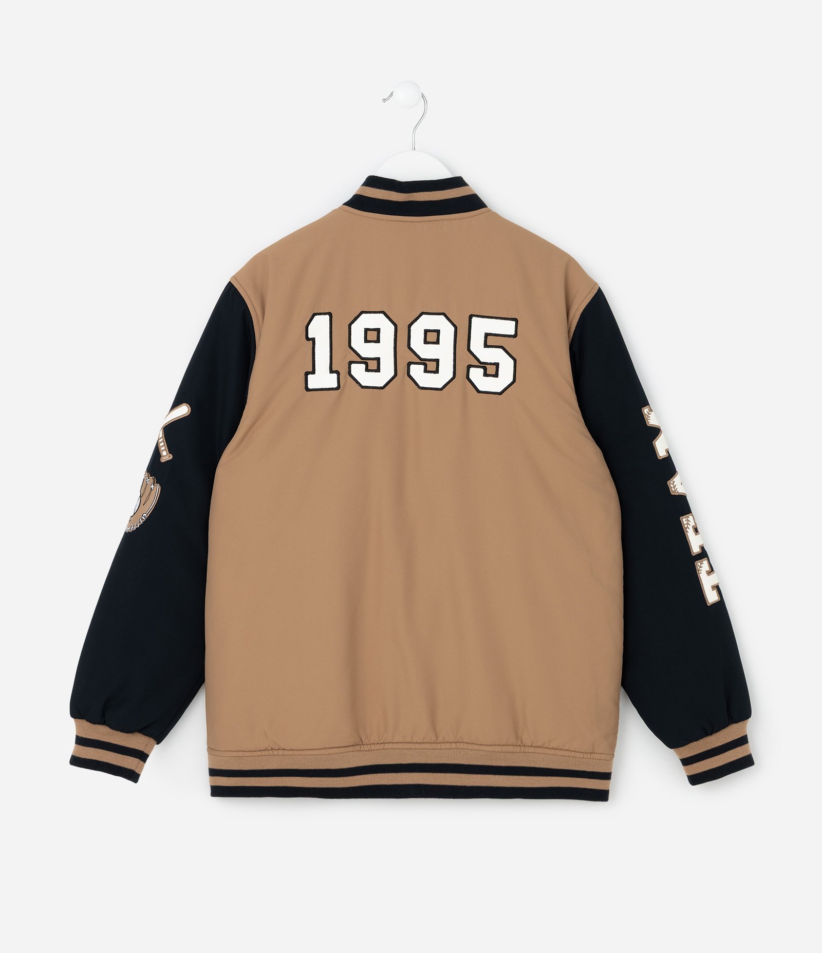 Jaqueta Infantil Bomber com Patchs de Baseball - Tam 5 a 14 anos Marrom 2