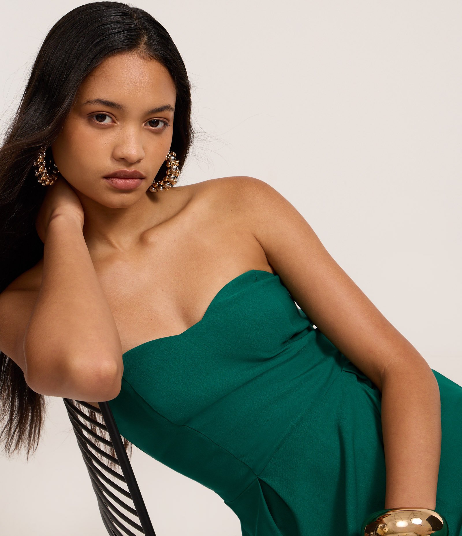 Macaquinho em Bengaline sem Alças e com Pregas Verde 3