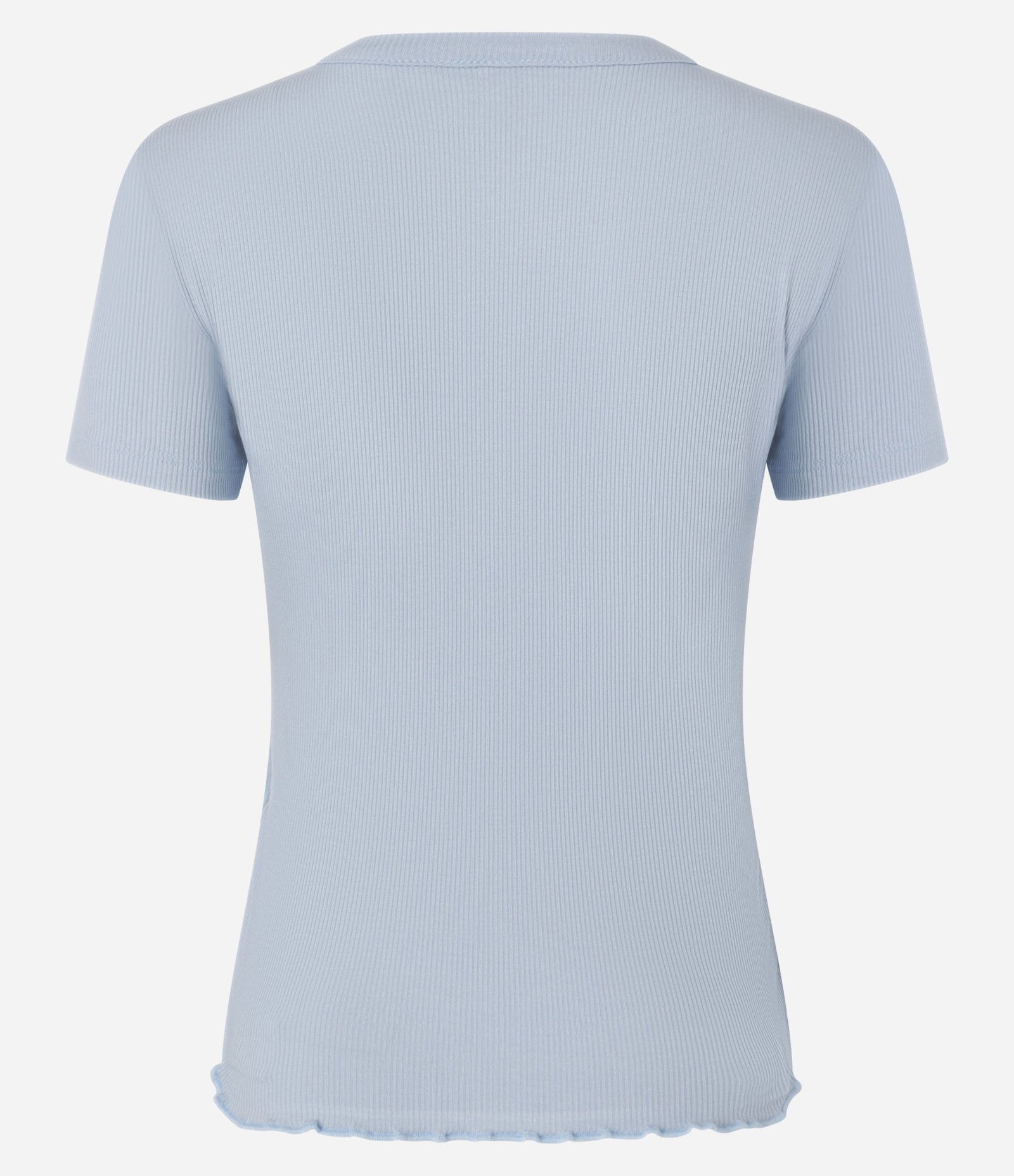 Blusa Básica Texturizada em Viscose com Acabamento Frufru Azul Claro 7