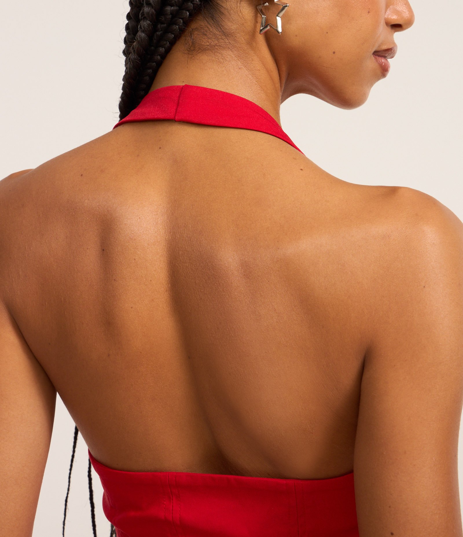 Blusa Cropped em Bengaline Frente Única Vermelho 4