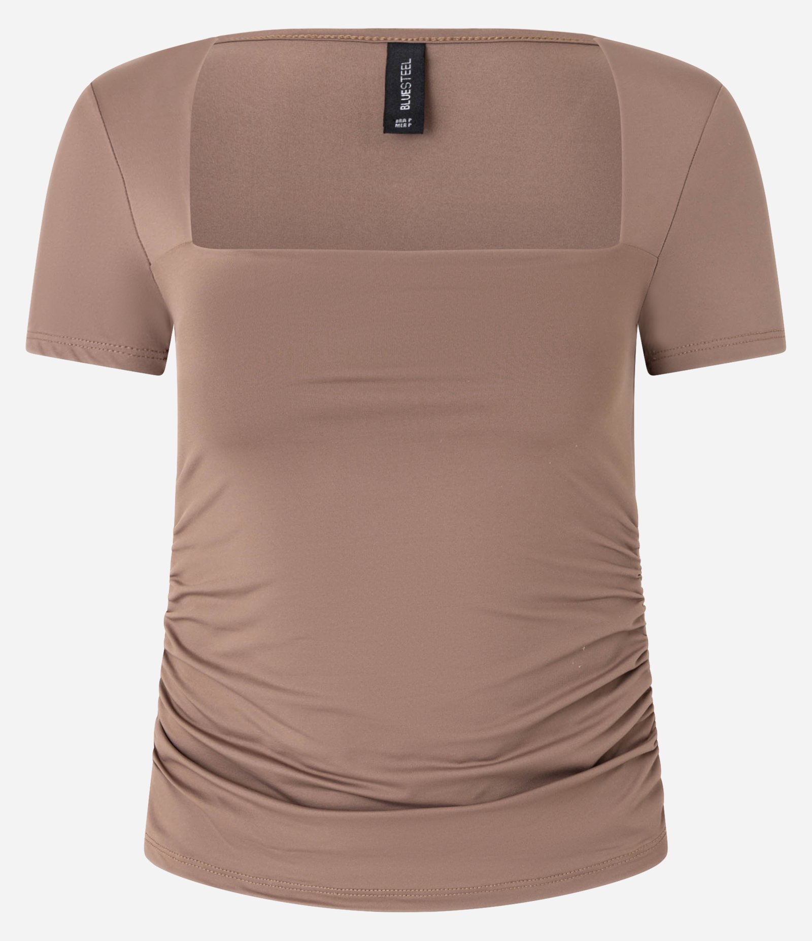 Blusa com Decote Quadrado e Franzido Marrom 1