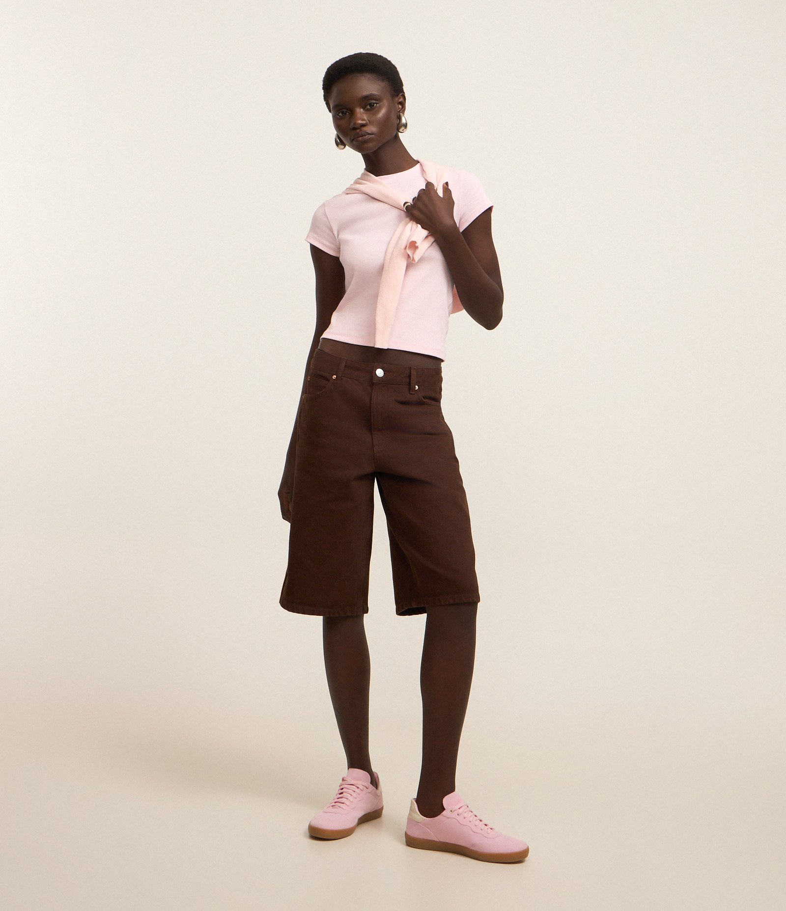 Blusa Básica Justinha e Alongada em Ribana Rosa 2