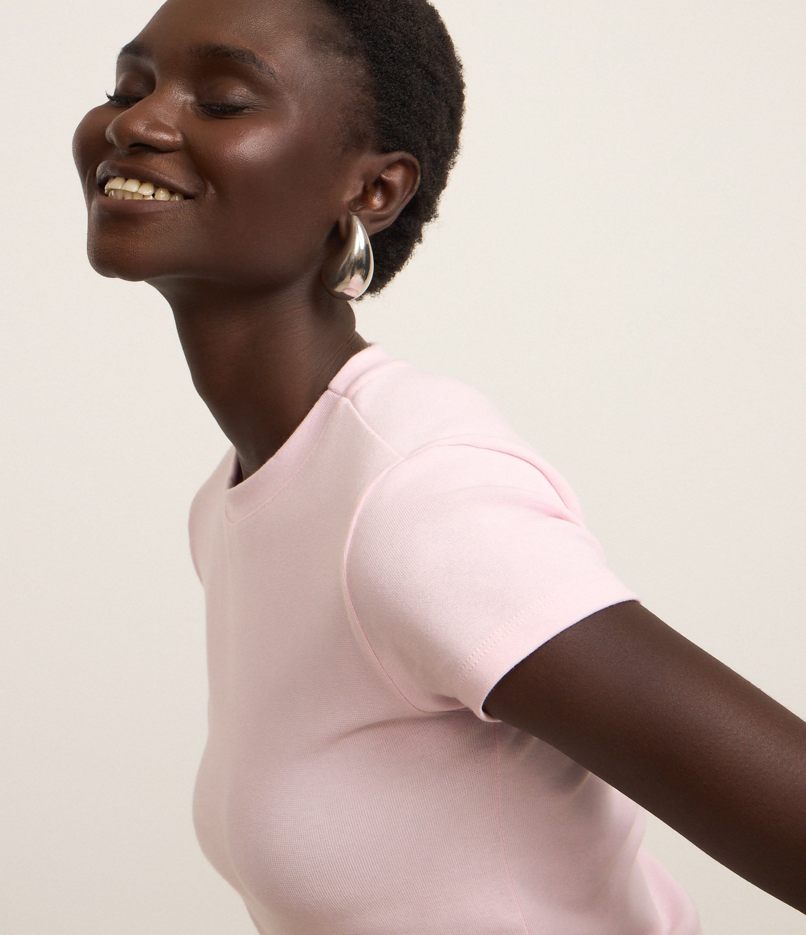 Blusa Básica Justinha e Alongada em Ribana Rosa 4