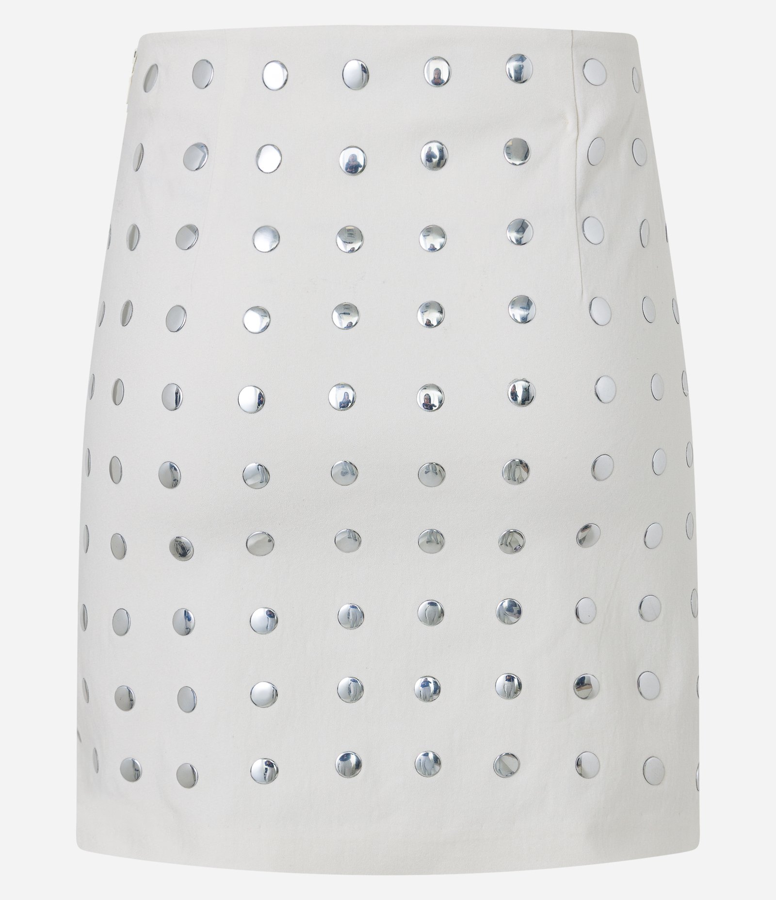 Saia Curta em Bengaline com Tachas Metalizadas Off White 8