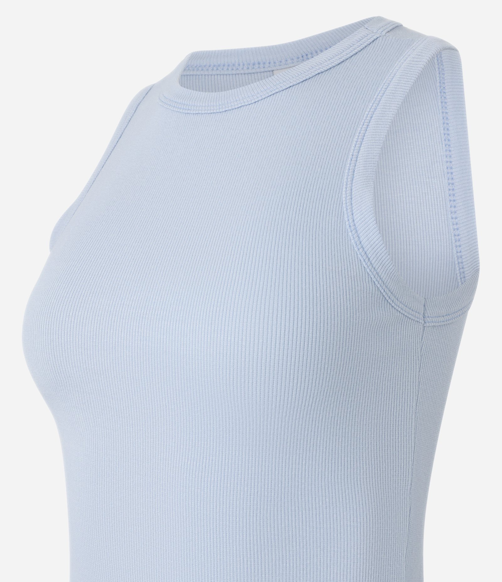 Regata Cropped Básica em Ribana Canelada Azul Claro 5