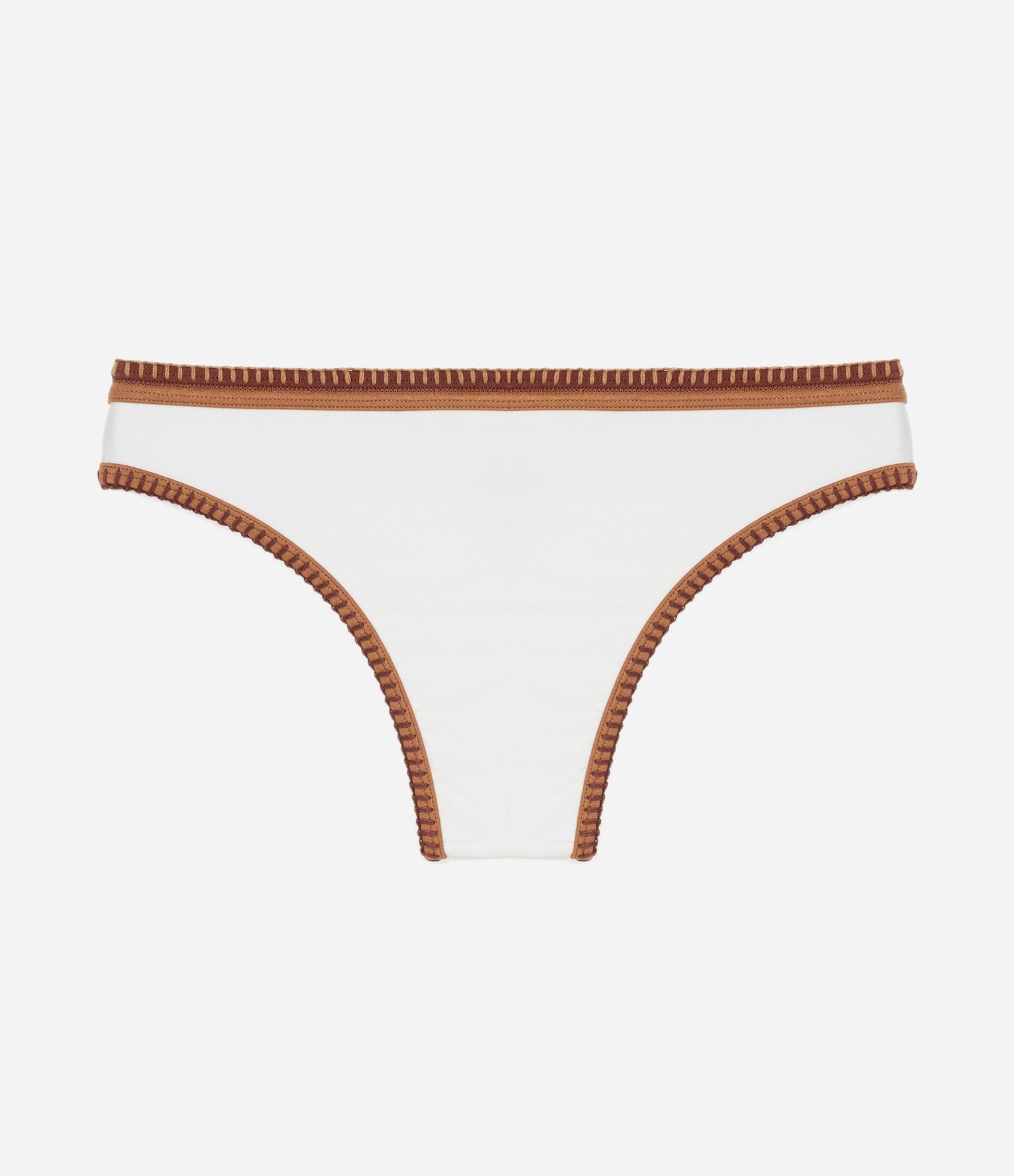 Biquíni Calcinha Básica em Microfibra com Viés Contrastante Branco/Caramelo 6