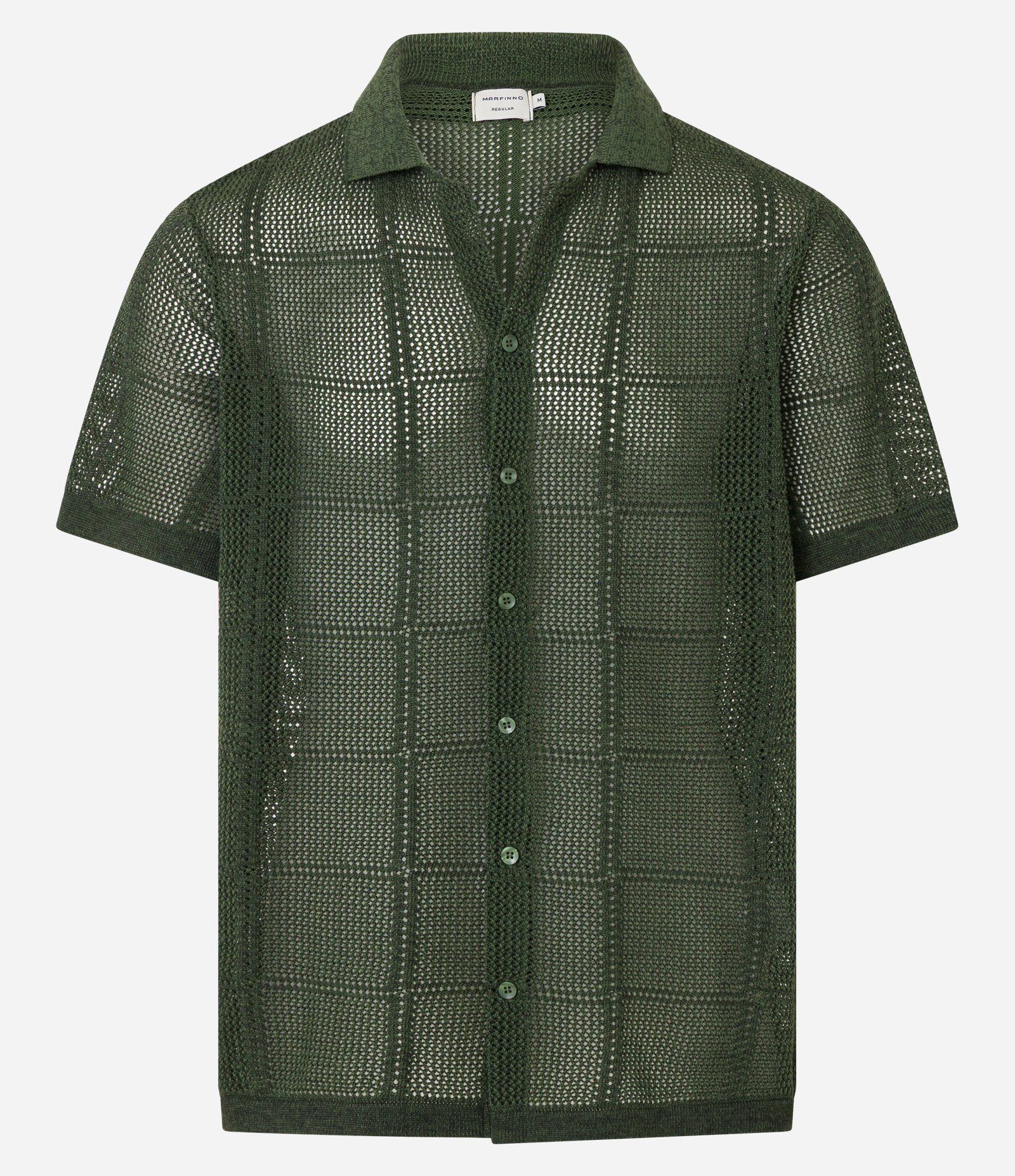 Camisa Regular com Efeito Crochê e Textura Quadriculada Verde 6