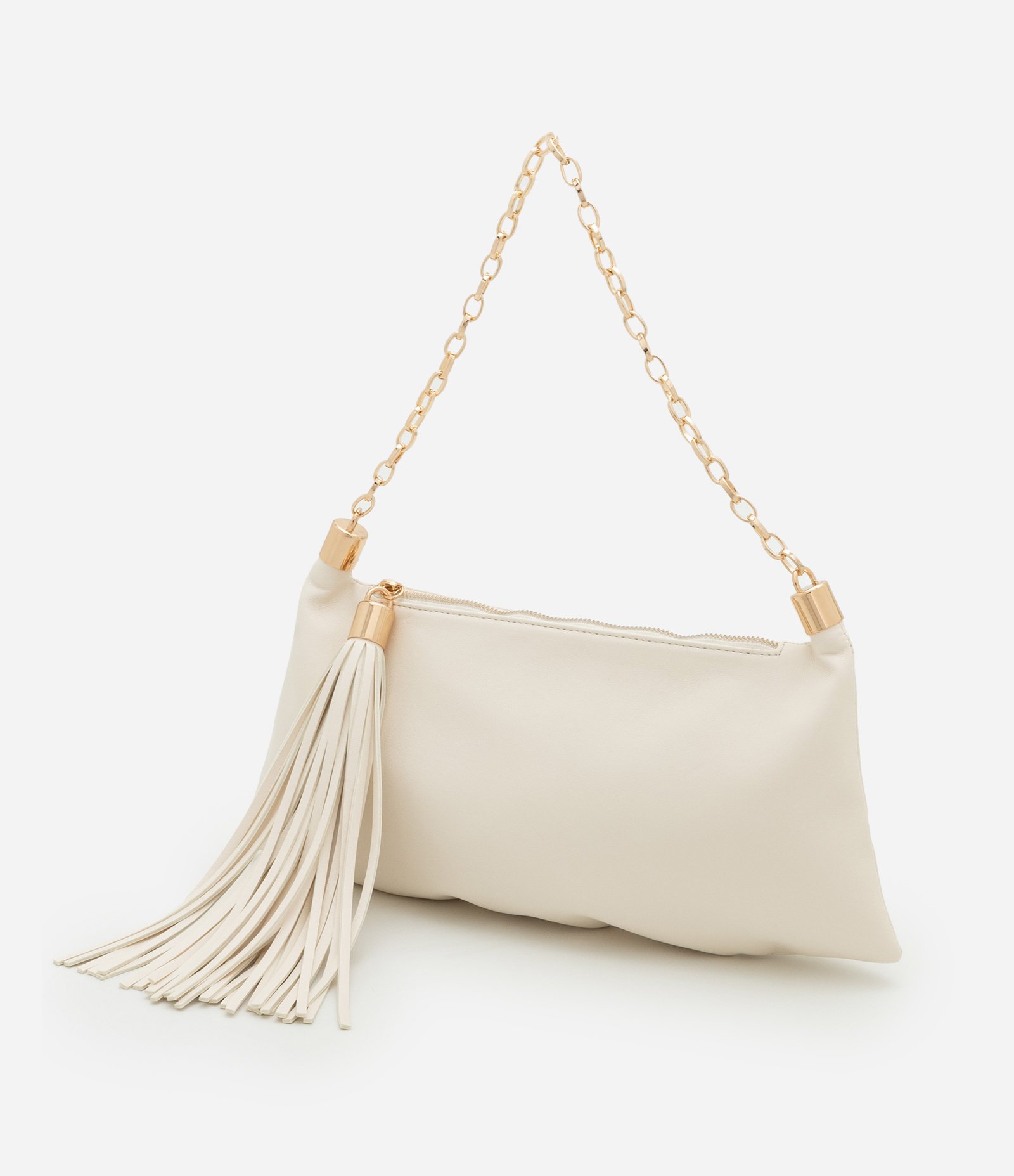 Bolsa em PU com 02 Alças Removíveis e Tassel Off White 9