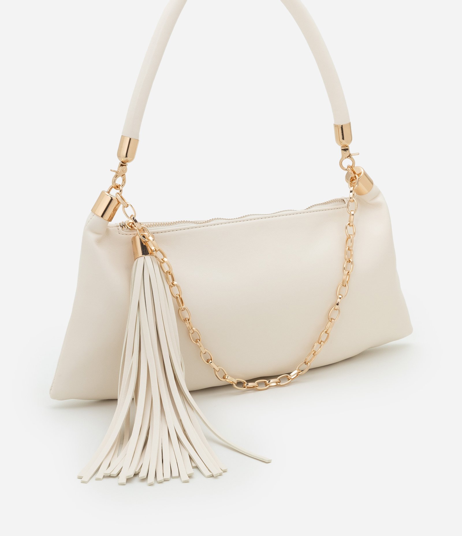 Bolsa em PU com 02 Alças Removíveis e Tassel Off White 1