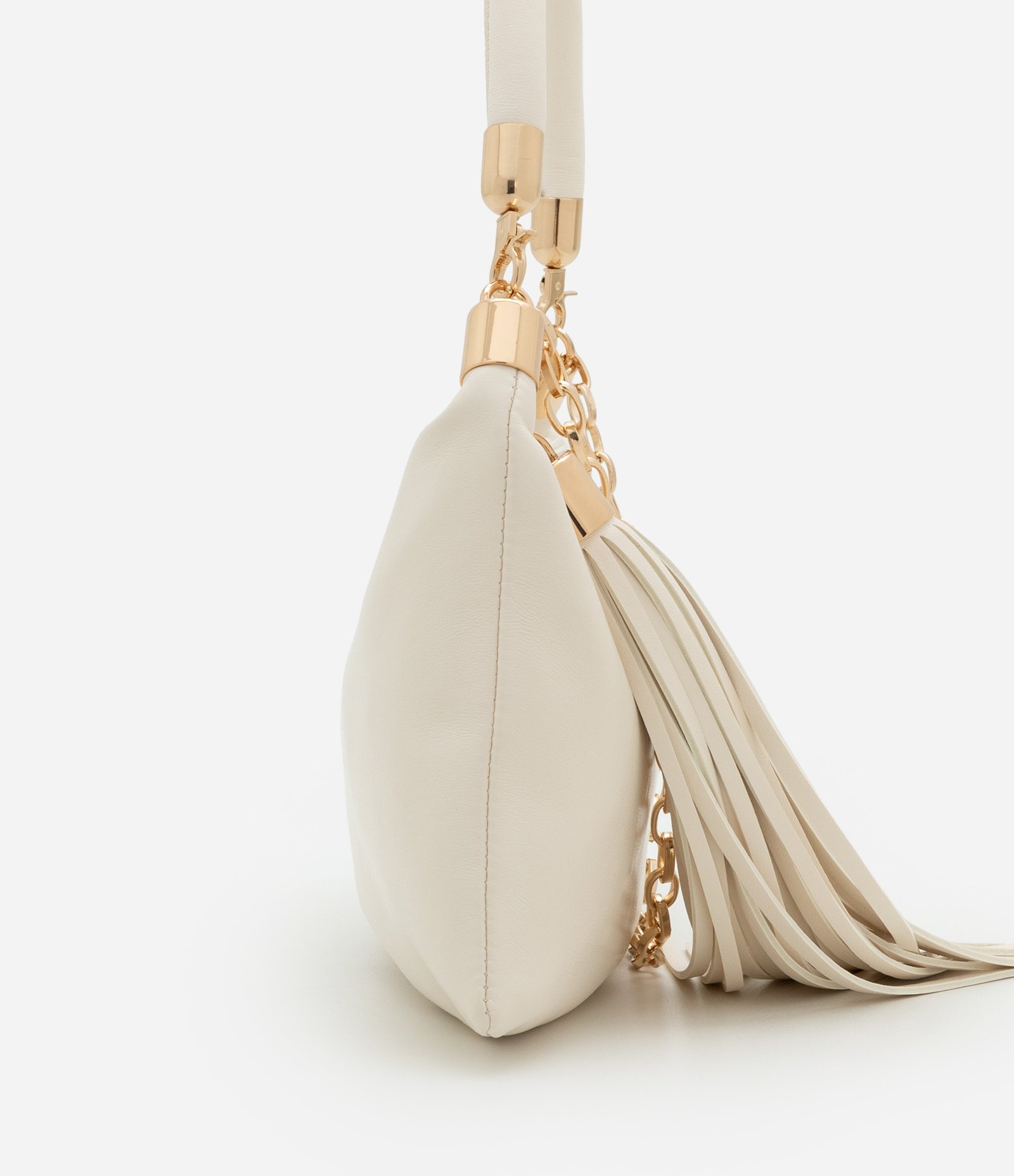 Bolsa em PU com 02 Alças Removíveis e Tassel Off White 2