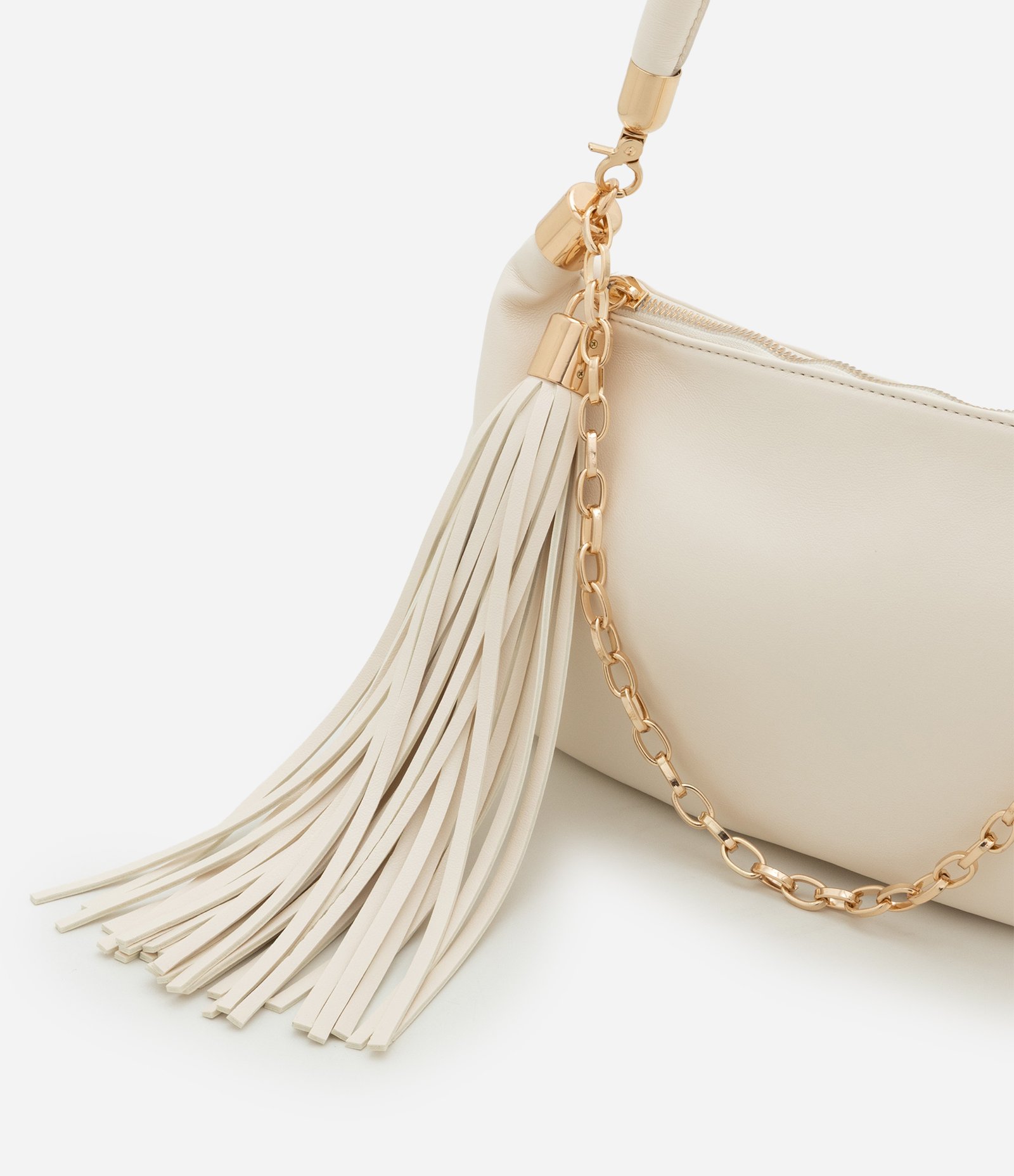 Bolsa em PU com 02 Alças Removíveis e Tassel Off White 4