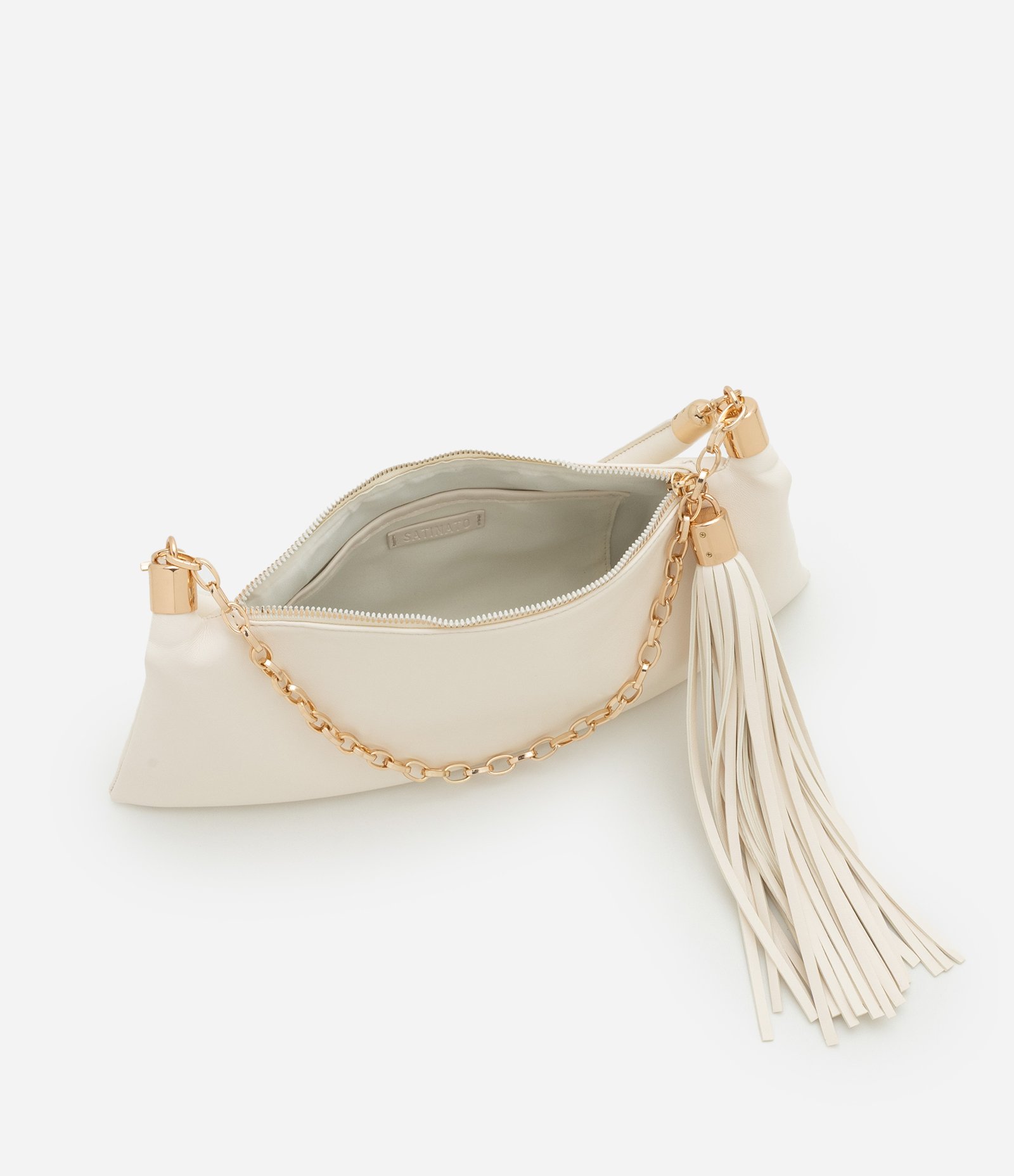 Bolsa em PU com 02 Alças Removíveis e Tassel Off White 5