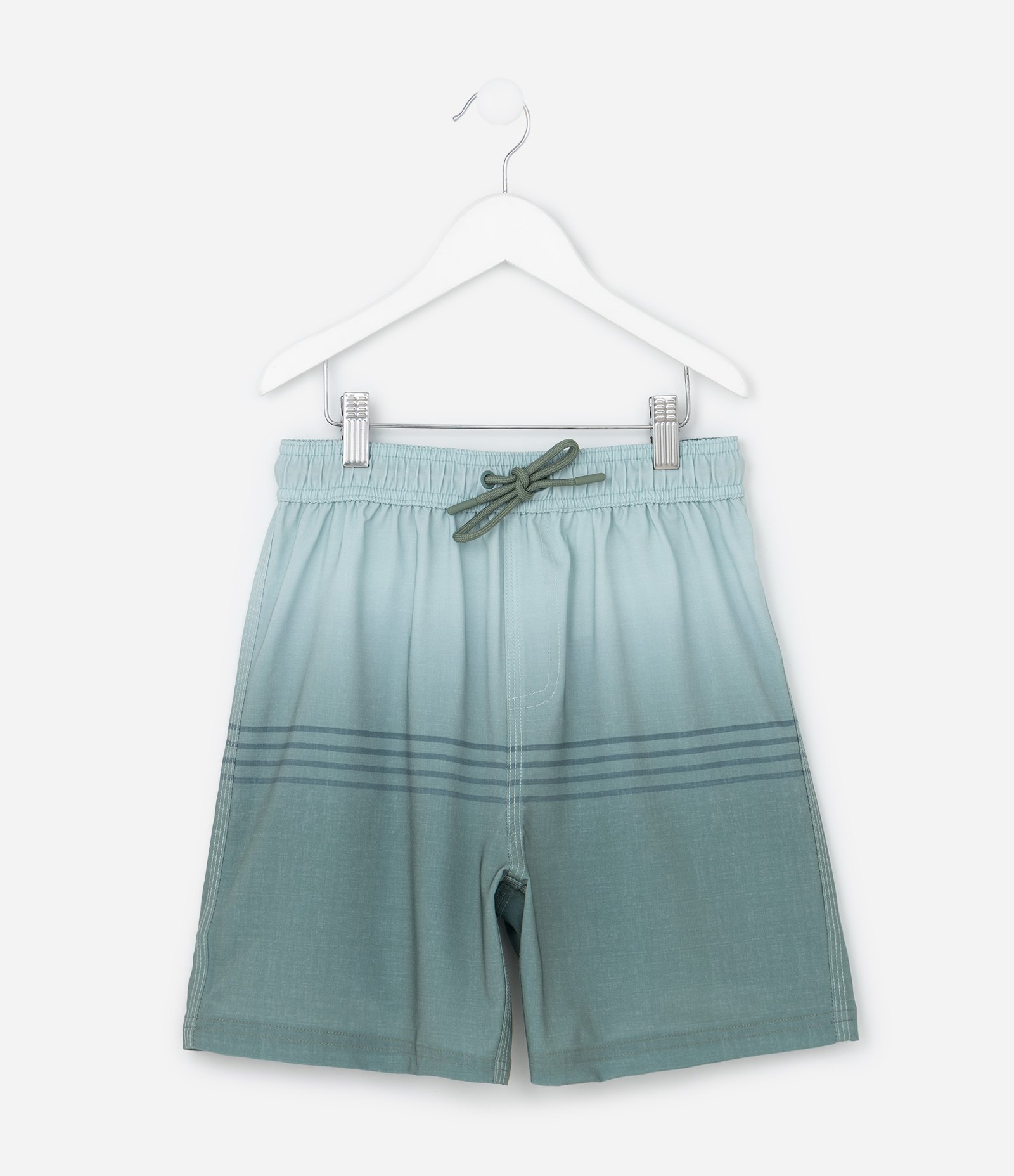 Bermuda Infantil de Banho com Blocos Degradês e Listras - Tam 5 a 14 Anos Verde 1