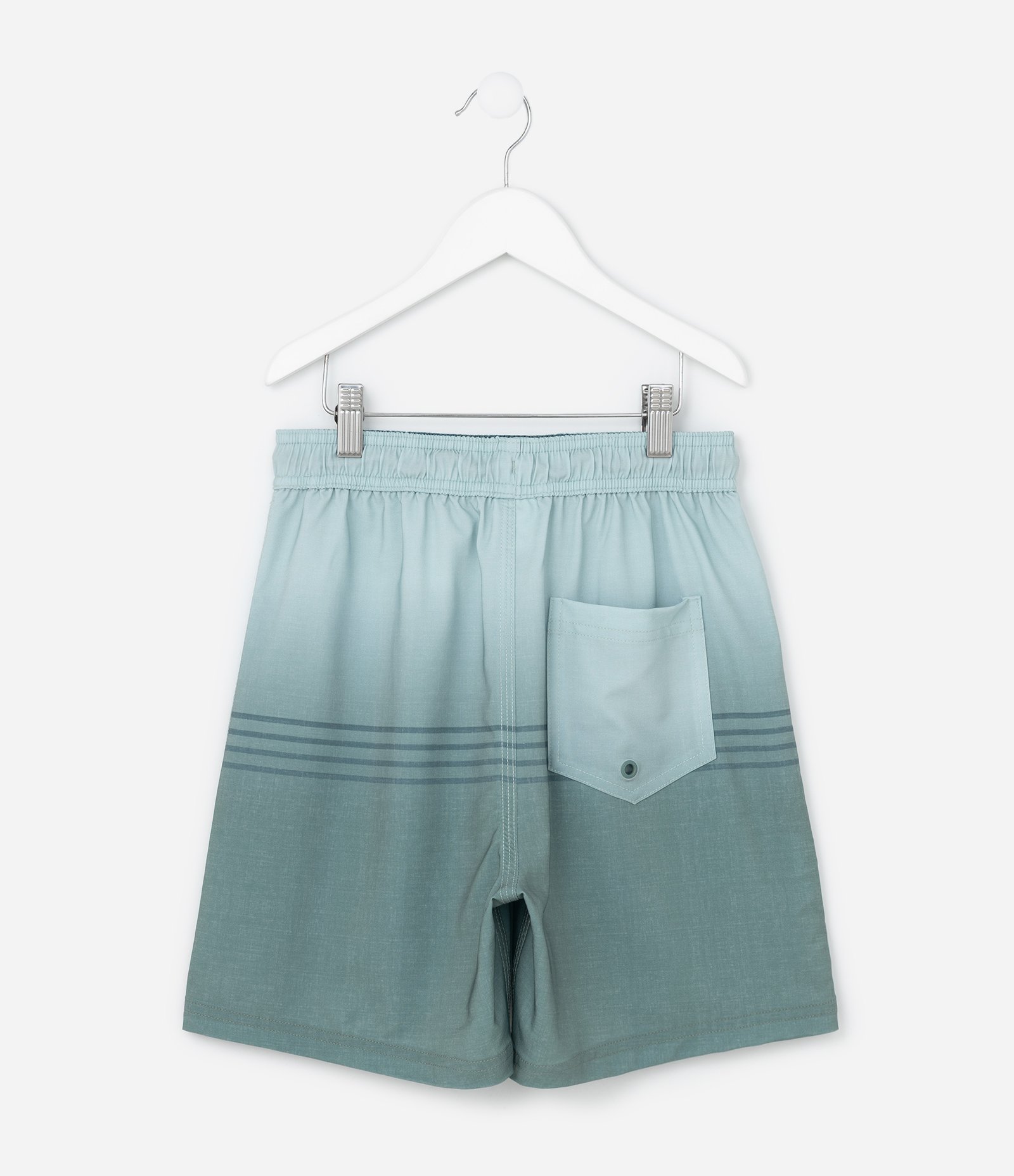 Bermuda Infantil de Banho com Blocos Degradês e Listras - Tam 5 a 14 Anos Verde 2