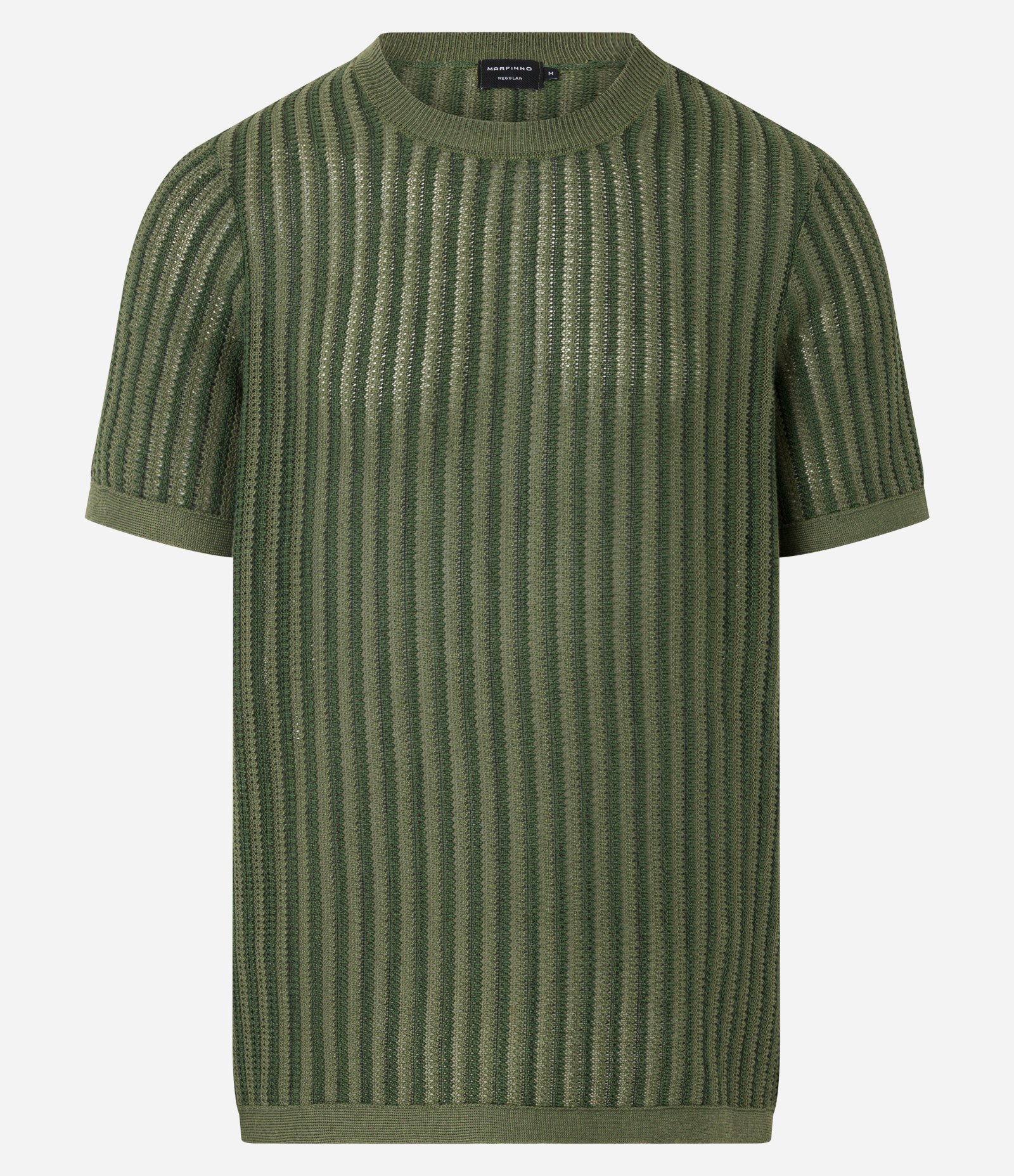 Camiseta Regular com Efeito em Tricô e Textura Contrastante Verde 1