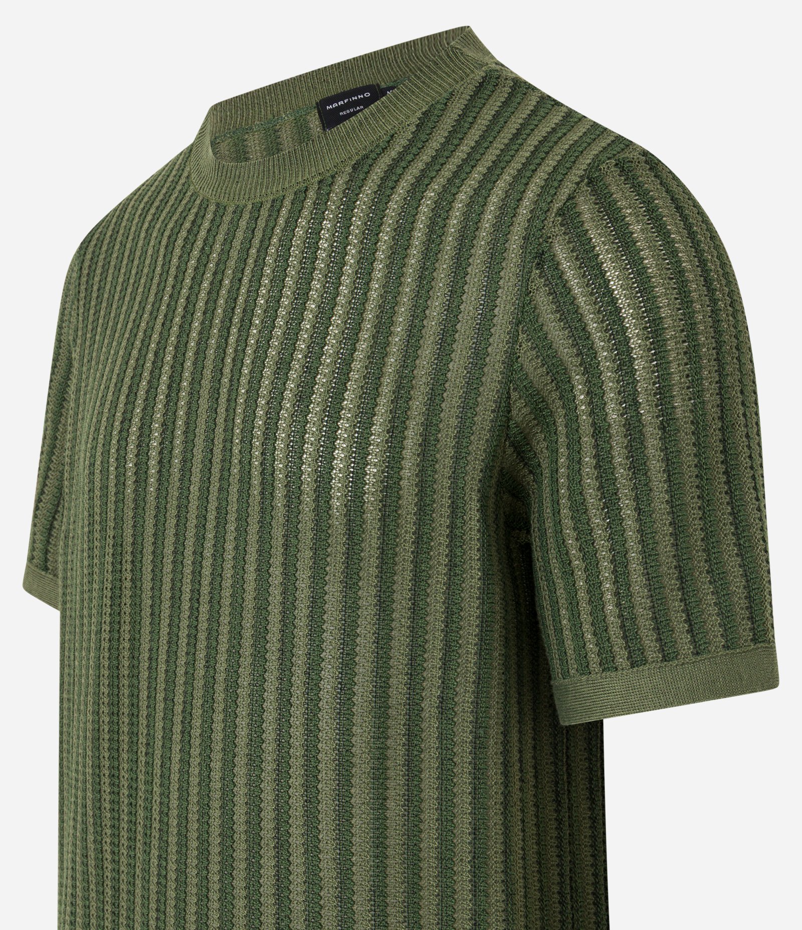 Camiseta Regular com Efeito em Tricô e Textura Contrastante Verde 2