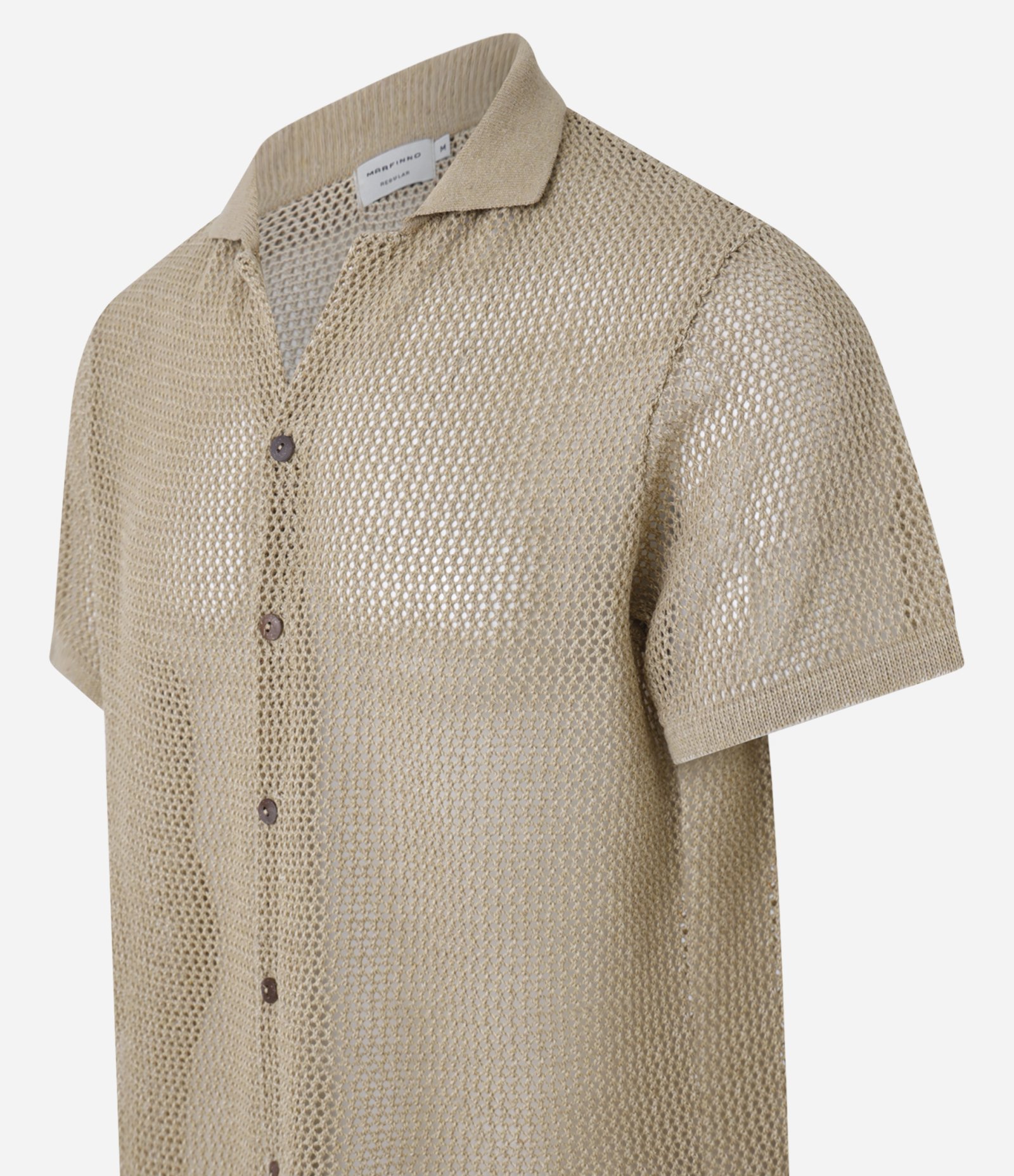 Camisa Regular Texturizado com Textura Efeito Crochê Amarelo 7