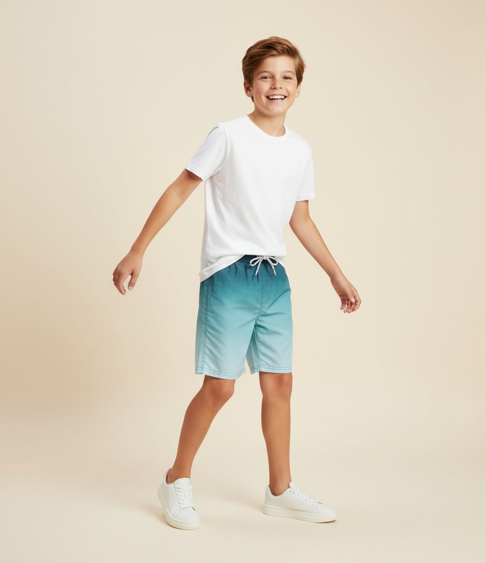 Bermuda Infantil de Banho em Microfibra com Estampa Degradê - Tam 5 a 14 Anos Verde 1