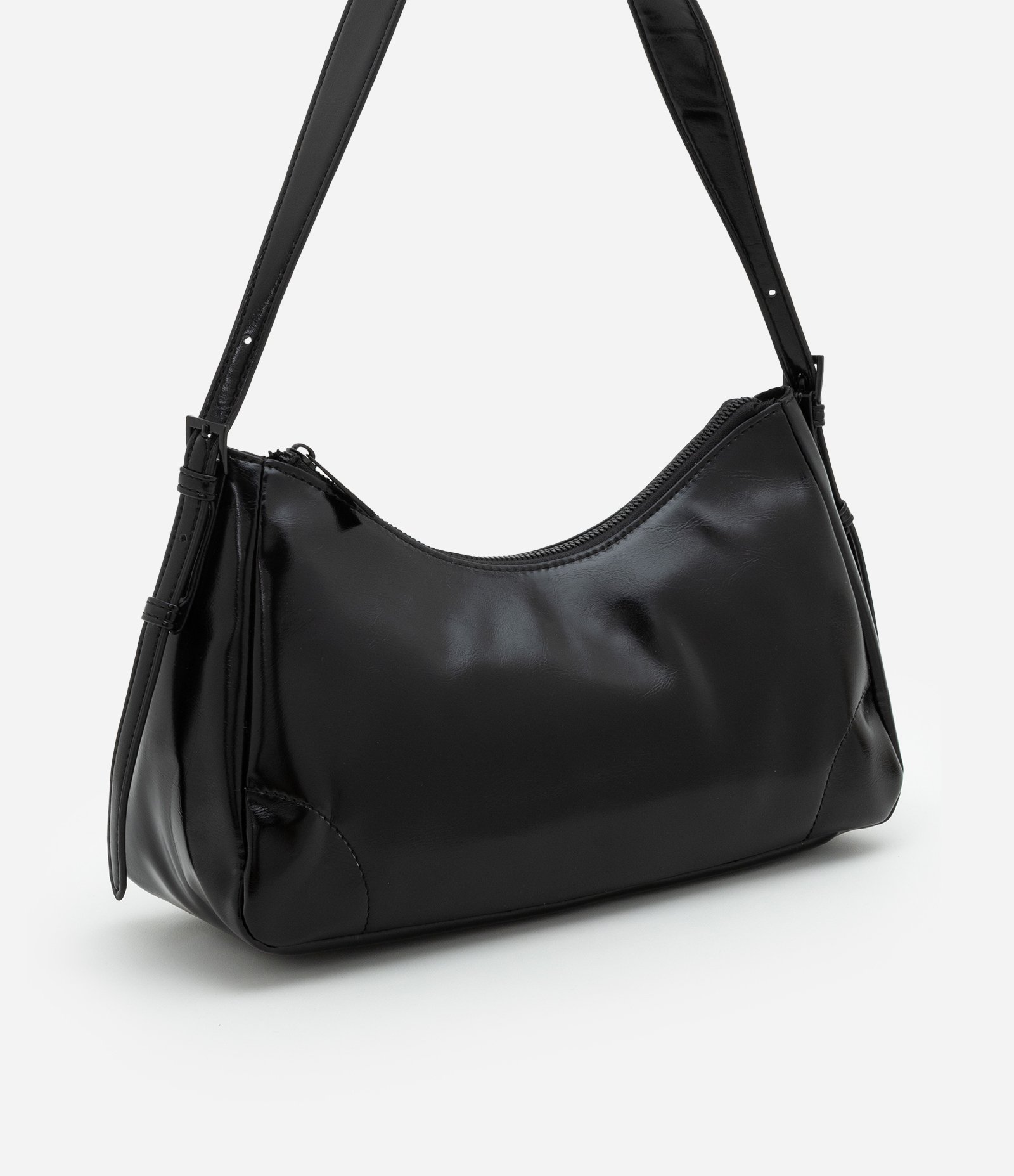 Bolsa Shoulder Média com Detalhe de Cinto Lateral Preto 1
