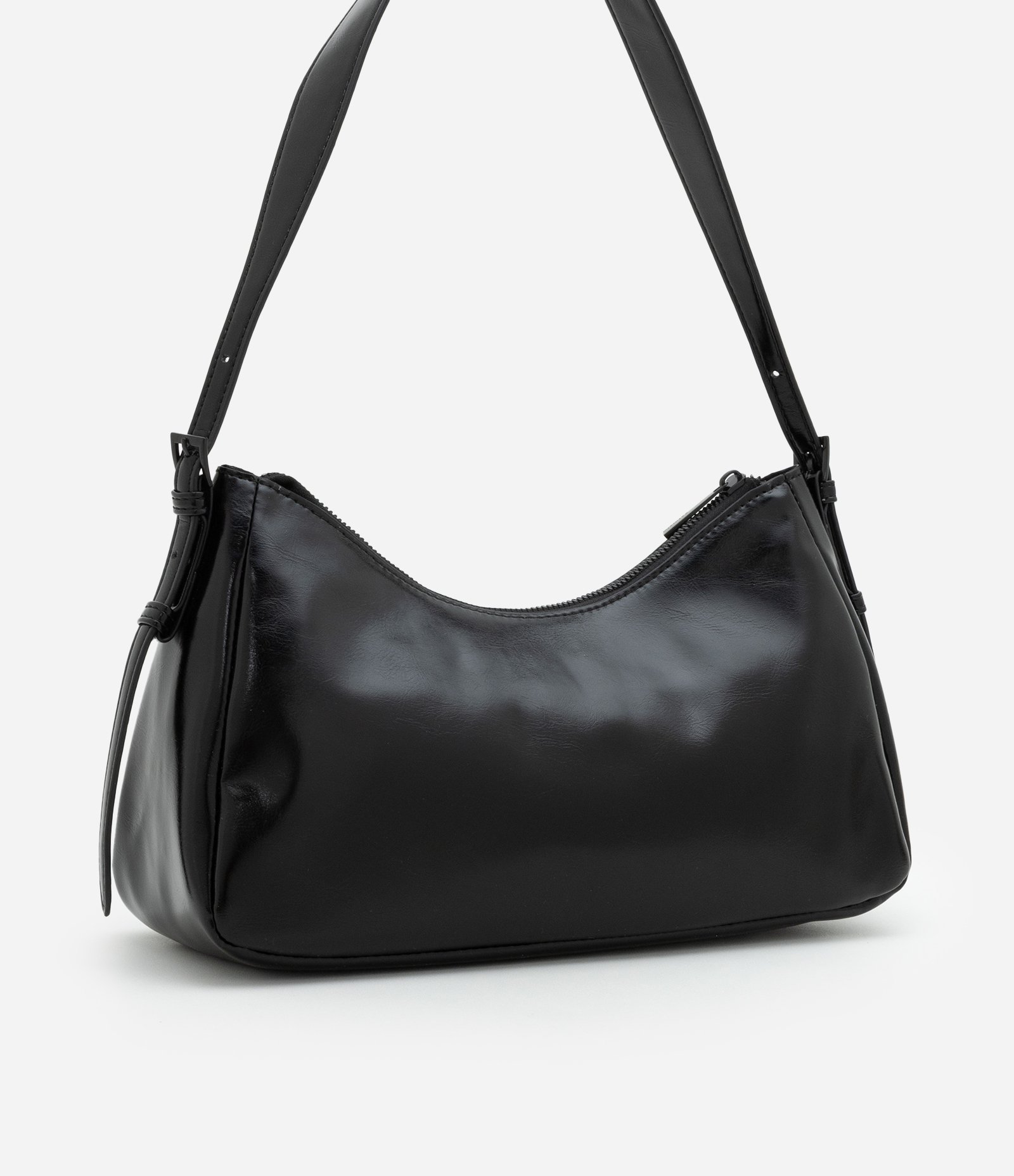 Bolsa Shoulder Média com Detalhe de Cinto Lateral Preto 3