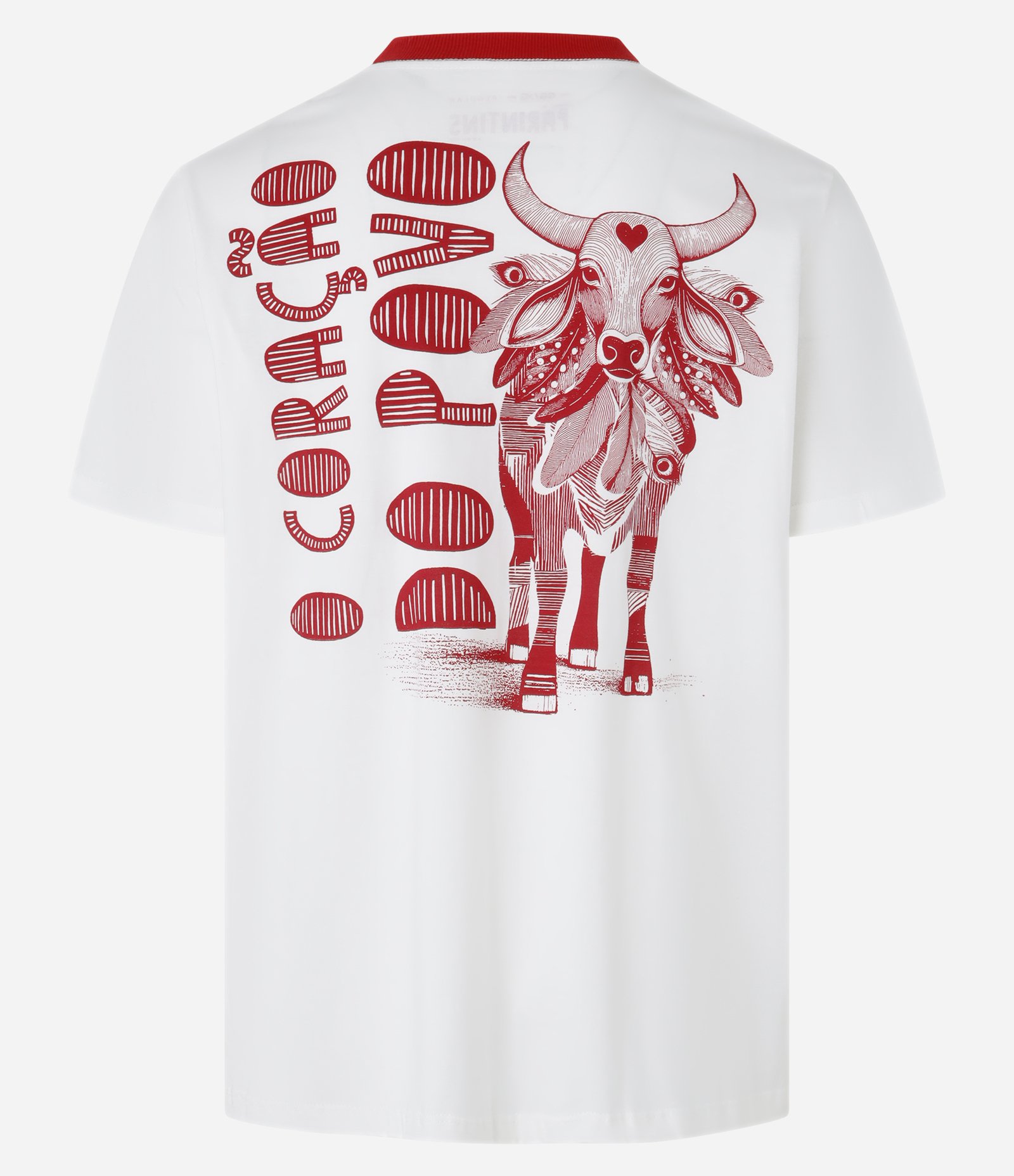 Camiseta em Algodão com Estampa Boi Garantido e Gola Contrastante Vermelho/Branco 9