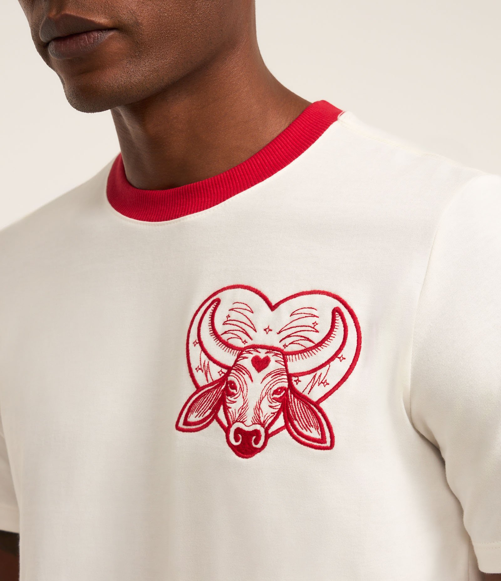 Camiseta em Algodão com Estampa Boi Garantido e Gola Contrastante Vermelho/Branco 5