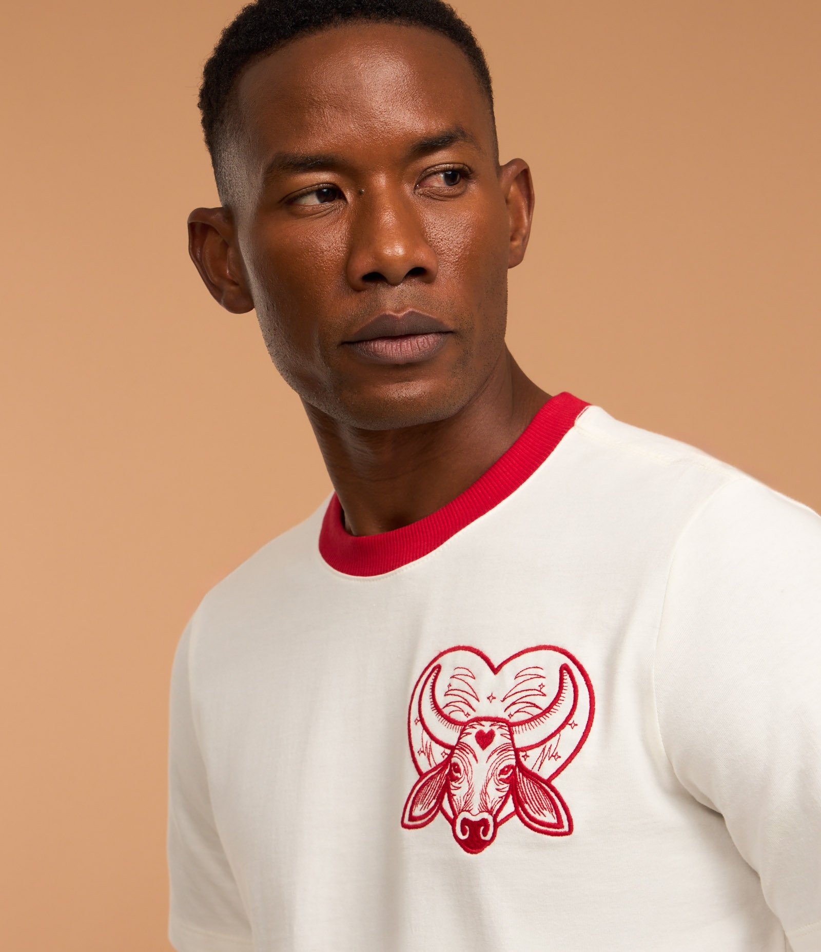 Camiseta em Algodão com Estampa Boi Garantido e Gola Contrastante Vermelho/Branco 6