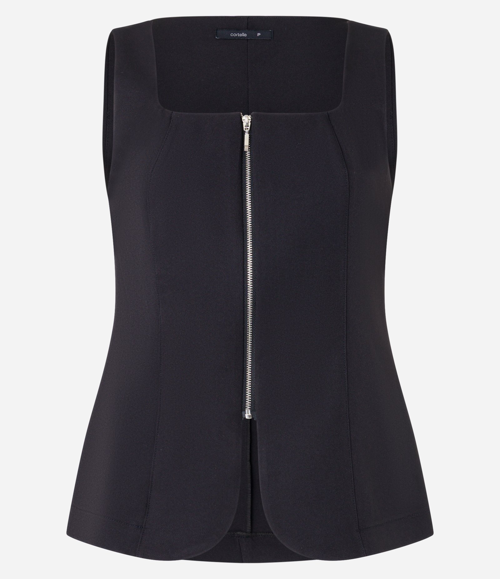 Blusa Alfaiatada com Decote Quadrado e Barra Arredondada Preto 7