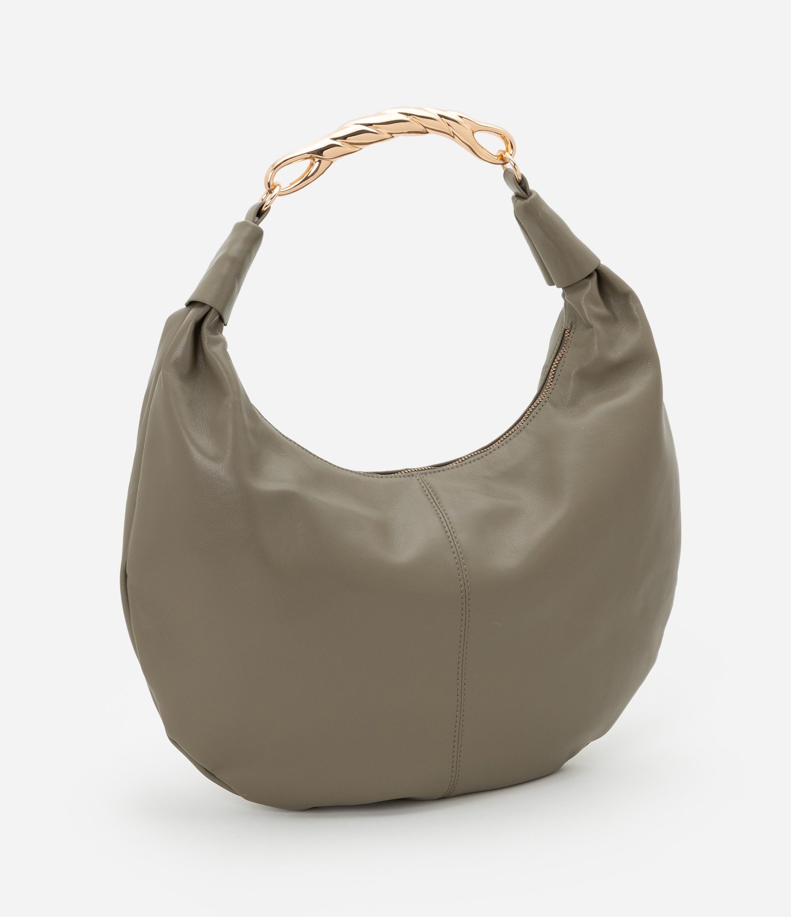 Bolsa Hobo Grande com Detalhe de Metal na Alça Boho Romântico Verde 2