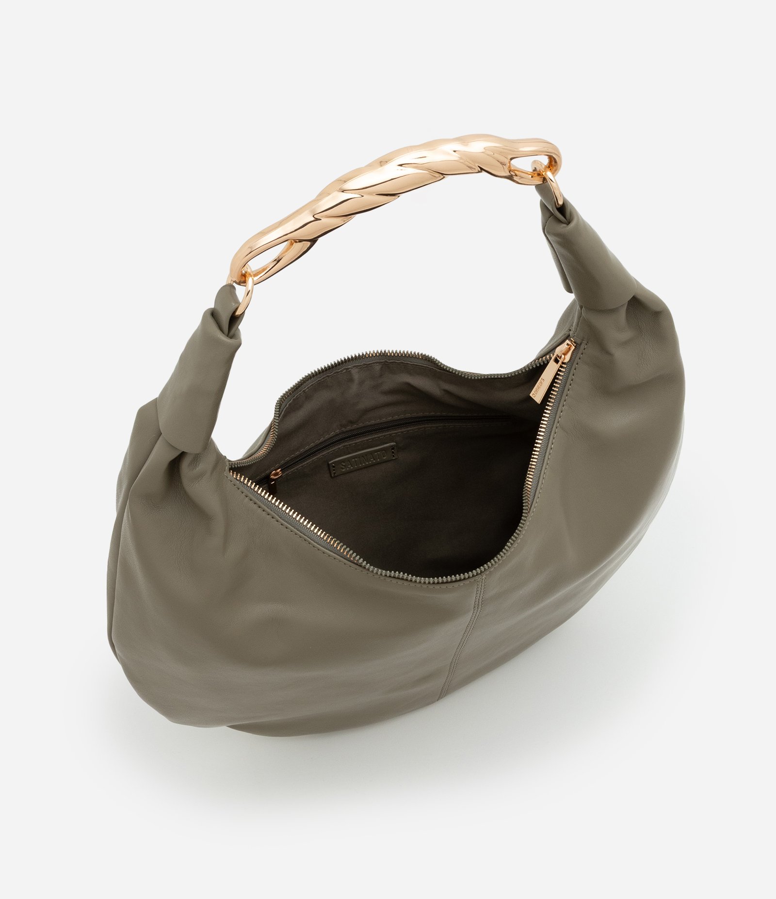 Bolsa Hobo Grande com Detalhe de Metal na Alça Boho Romântico Verde 6