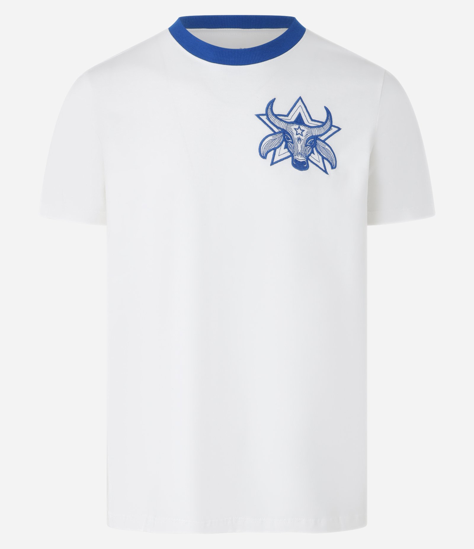 Camiseta em Algodão com Gola Contrastante e Estampa Boi Caprichoso Azul 6
