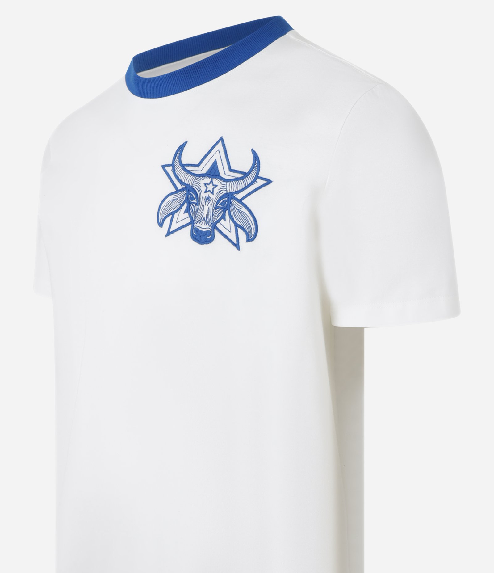 Camiseta em Algodão com Gola Contrastante e Estampa Boi Caprichoso Azul 7