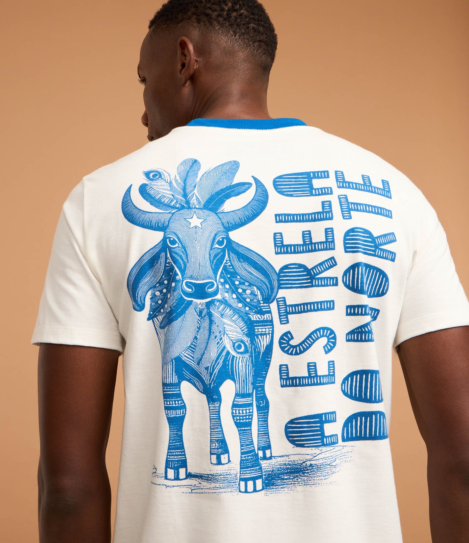 Camiseta em Algodão com Gola Contrastante e Estampa Boi Caprichoso Azul 2