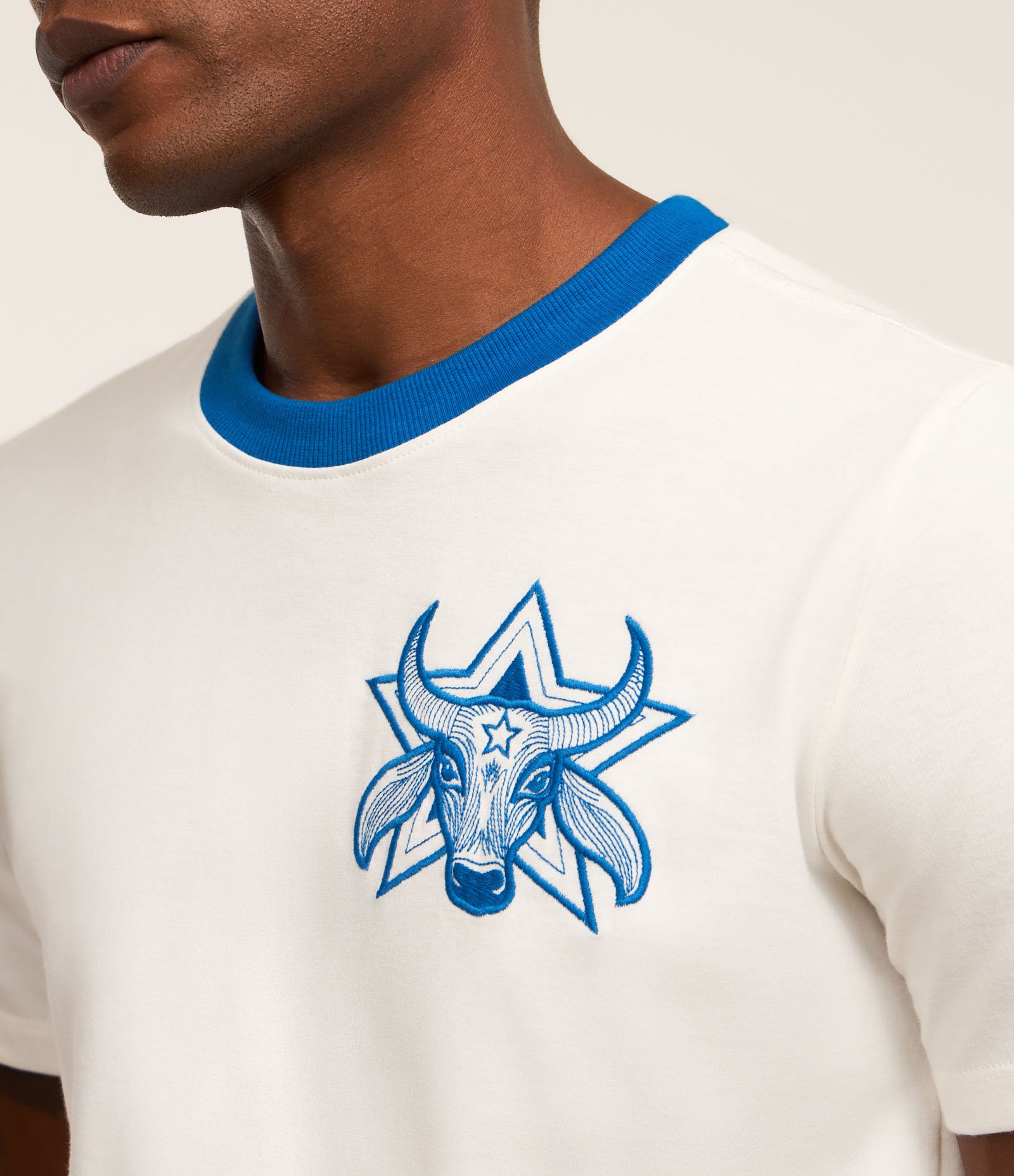 Camiseta em Algodão com Gola Contrastante e Estampa Boi Caprichoso Azul 4