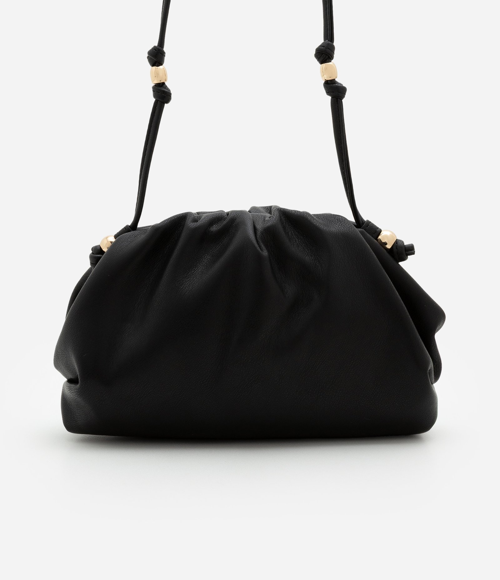 Bolsa Transversal Pequena com Detalhes em Metal e Alça de Cordão Boho Romântico Preto 3