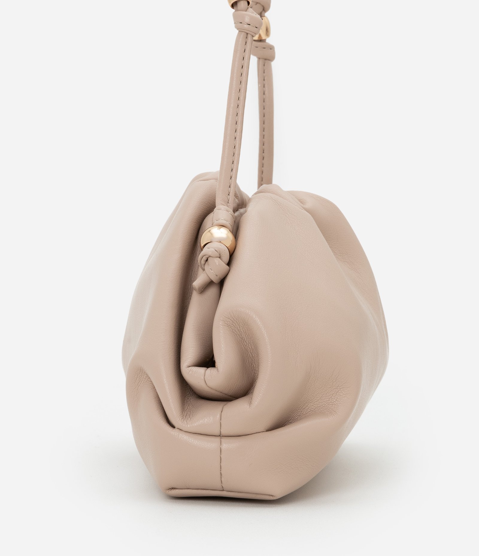 Bolsa Transversal Pequena com Detalhes em Metal e Alça de Cordão Boho Romântico Bege 3