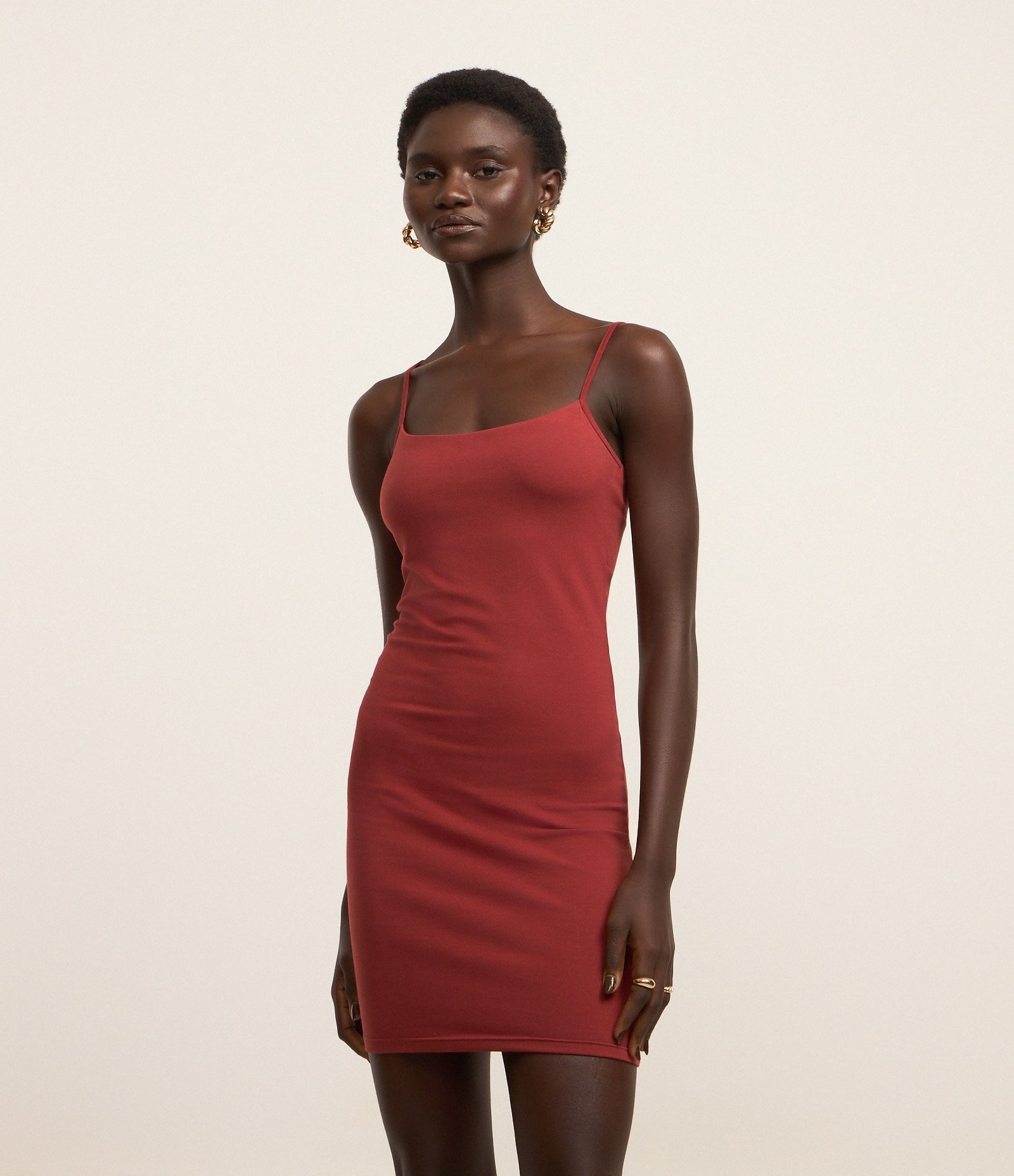 Vestido Curto em Cotton com Alças Finas Vermelho 1