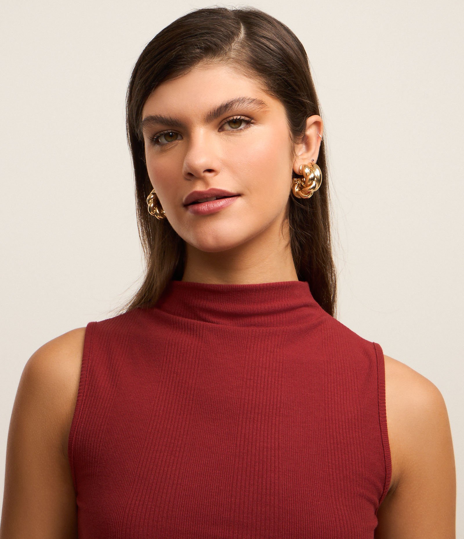 Blusa em Ribana com Golinha Alta Vermelho 4