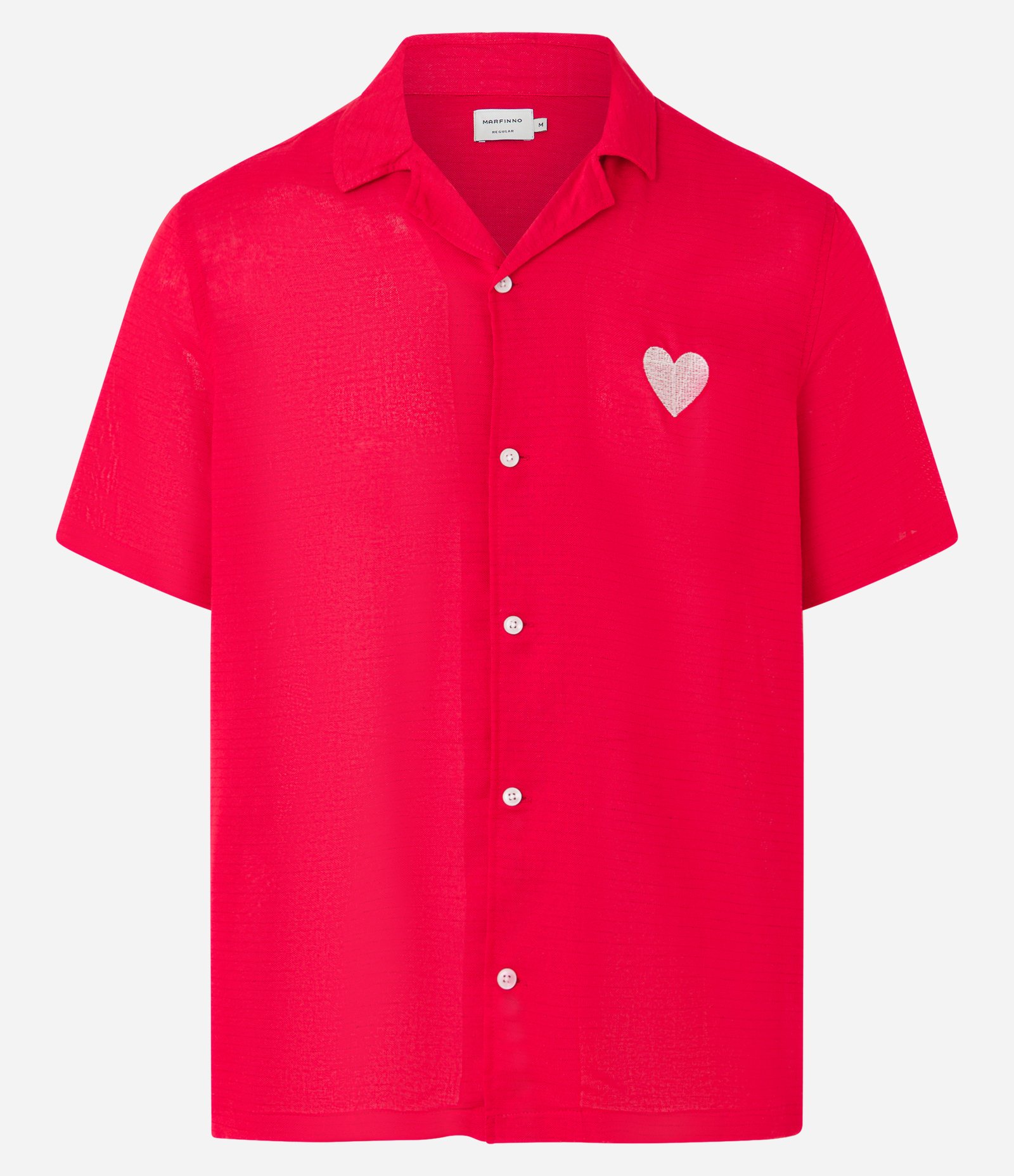 Camisa em Viscolinho com Bordado de Coração Vermelho 1