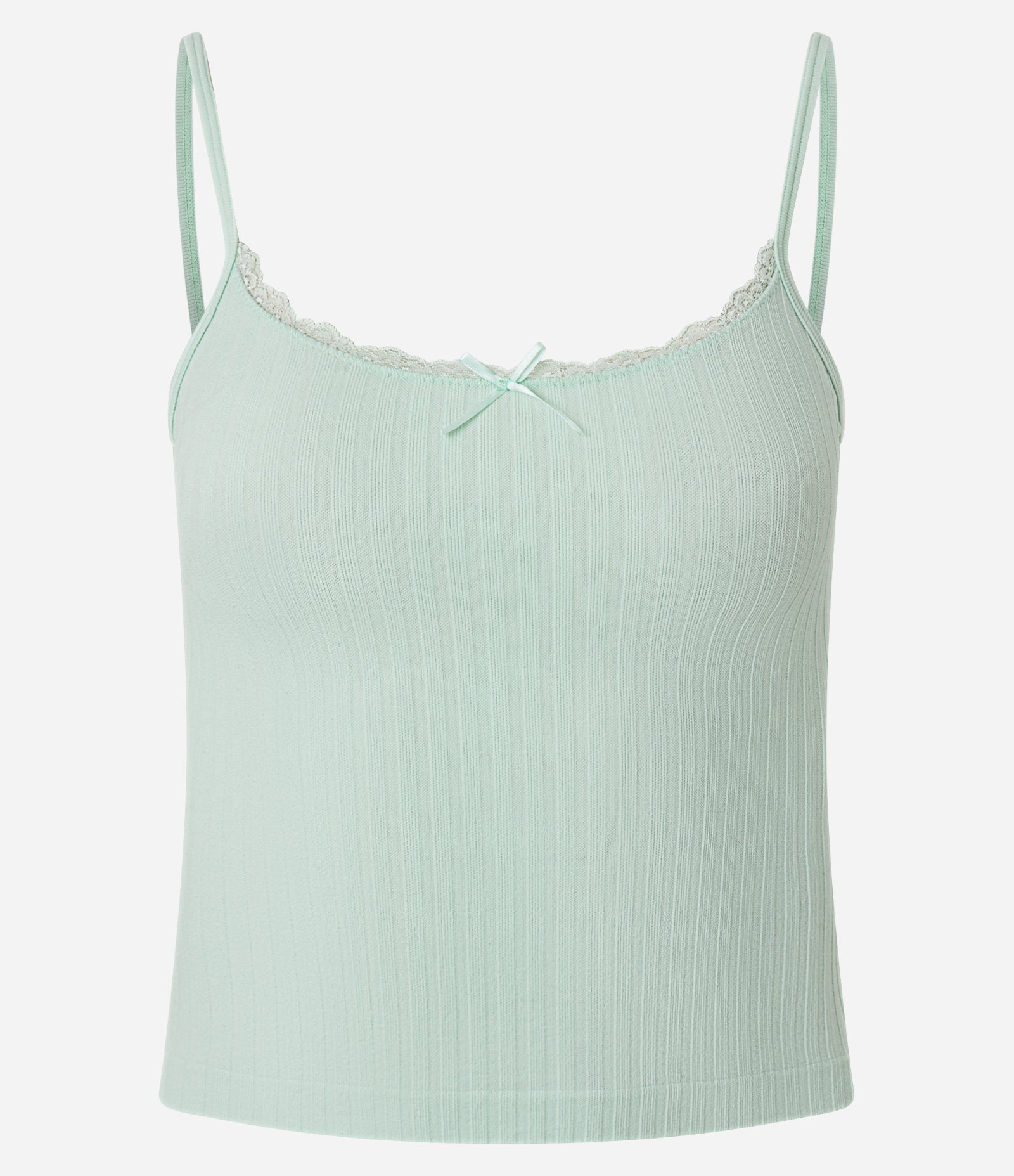 Blusa Texturizada em Seamless de Alcinha com Renda e Lacinho Verde 4