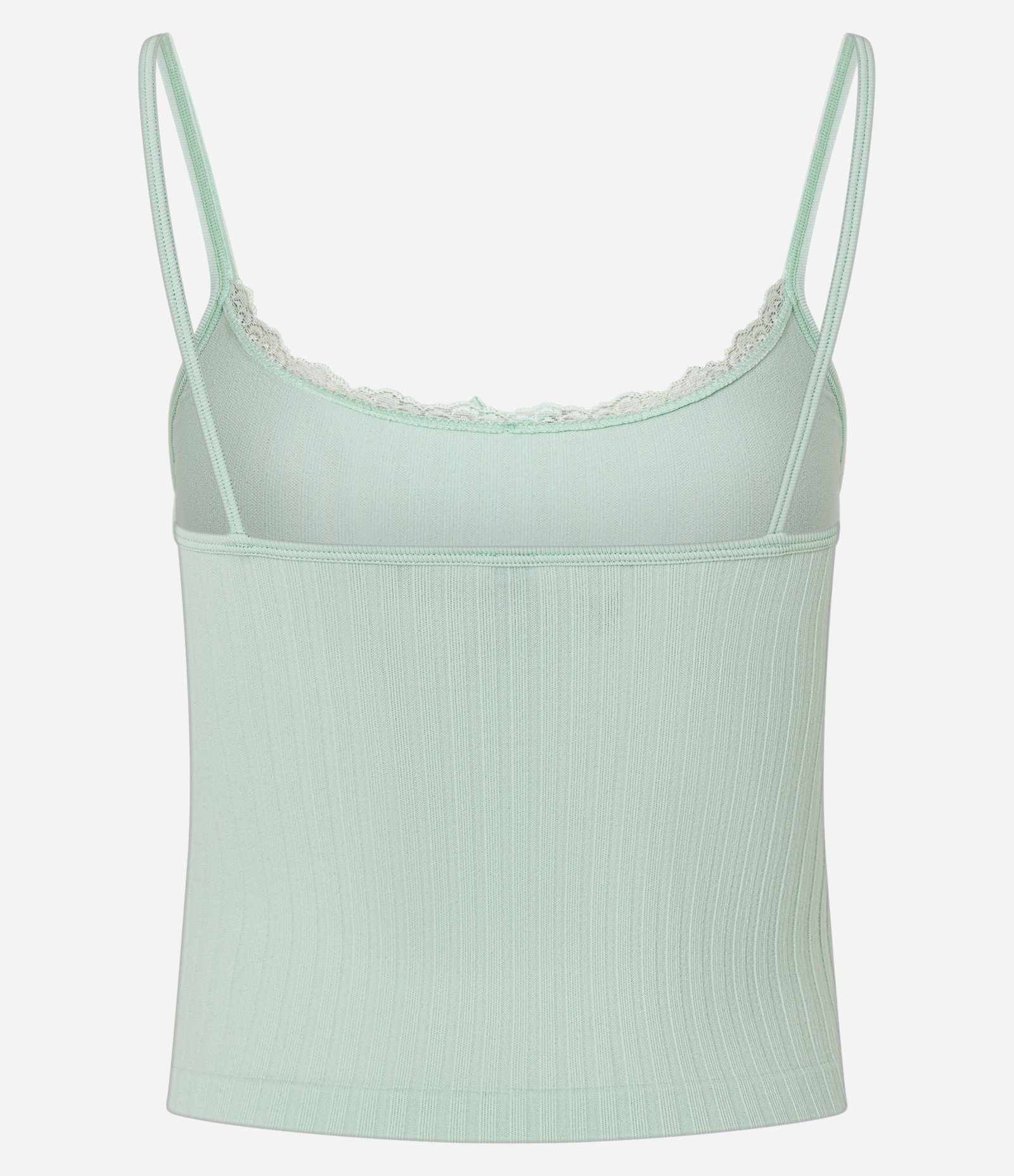 Blusa Texturizada em Seamless de Alcinha com Renda e Lacinho Verde 6