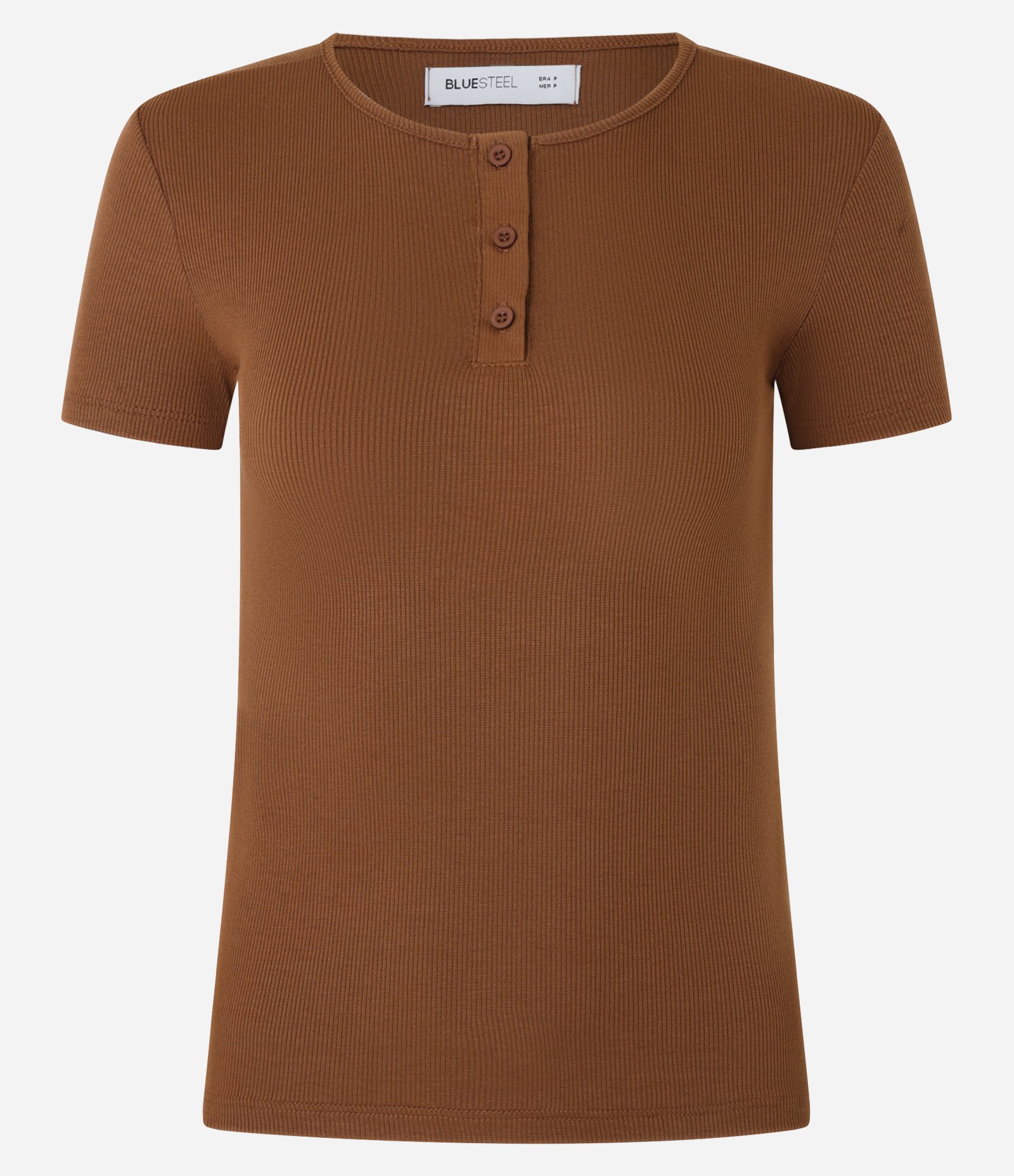 Blusa em Ribana com Botões na Gola Marrom 6