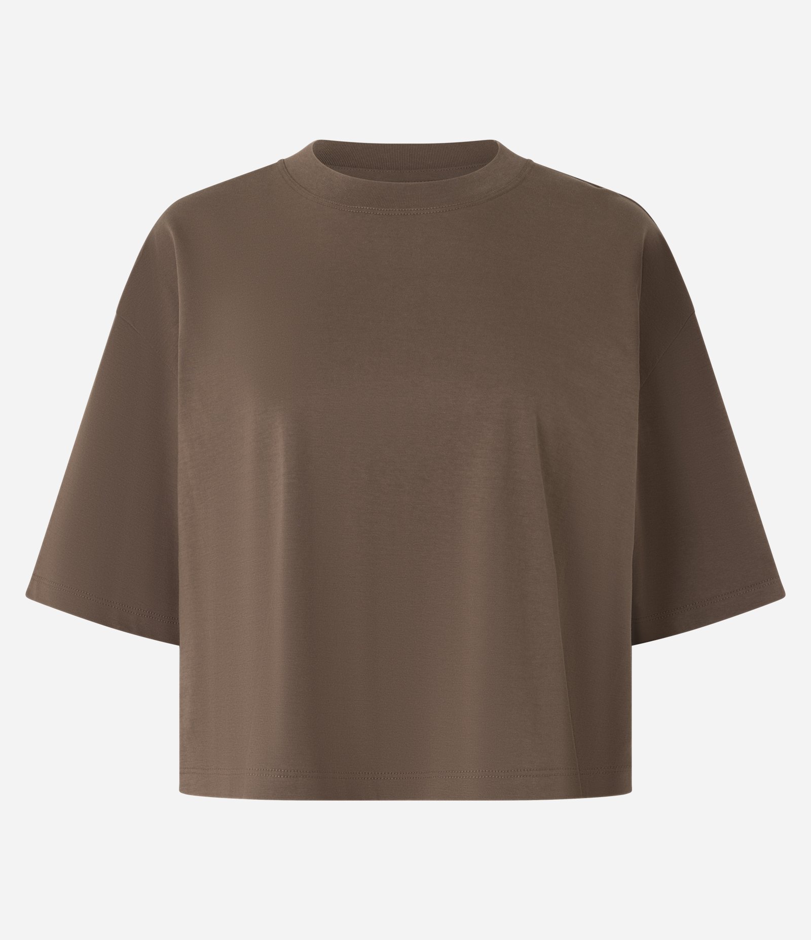 Camiseta Cropped Oversized em Algodão Peruano Marrom Escuro 5