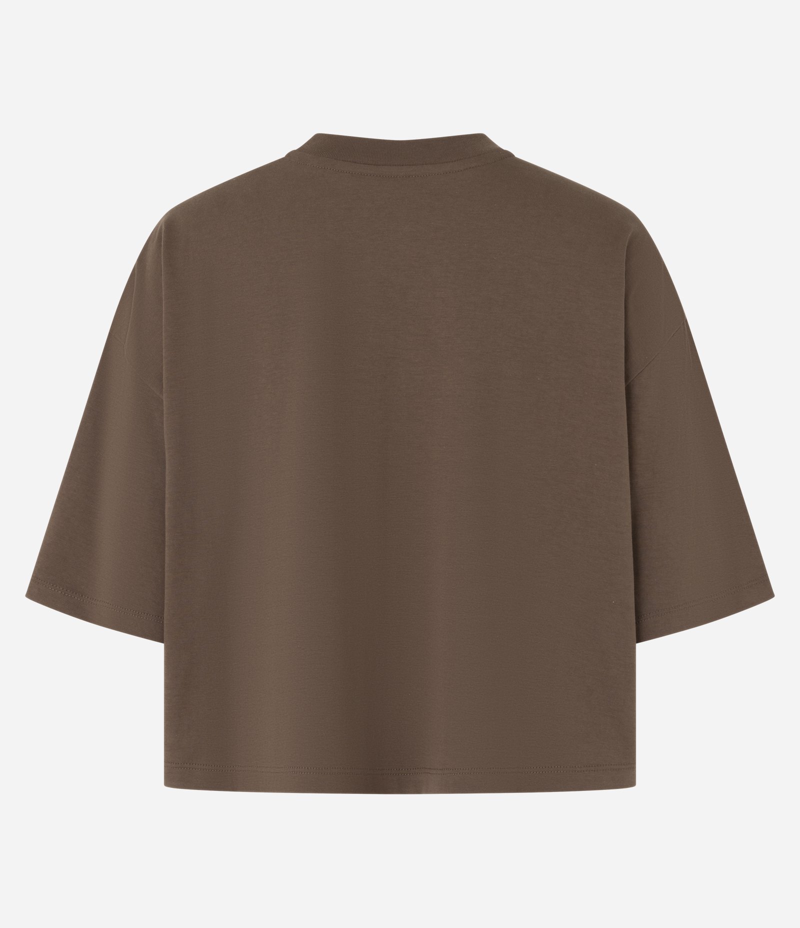 Camiseta Cropped Oversized em Algodão Peruano Marrom Escuro 6